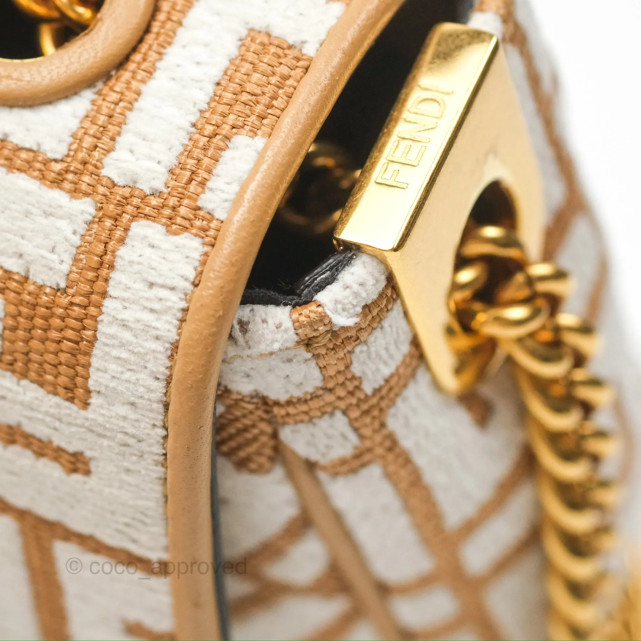 Fendi Baguette Chain Midi Bag Raffia