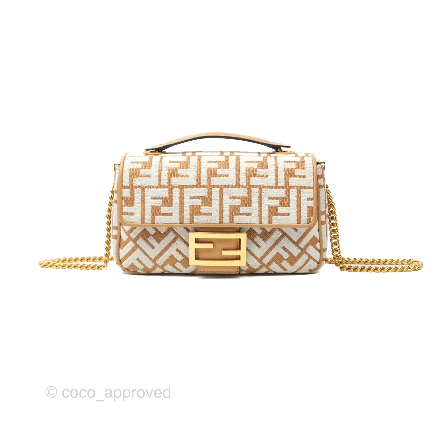 Fendi Baguette Chain Midi Bag Raffia