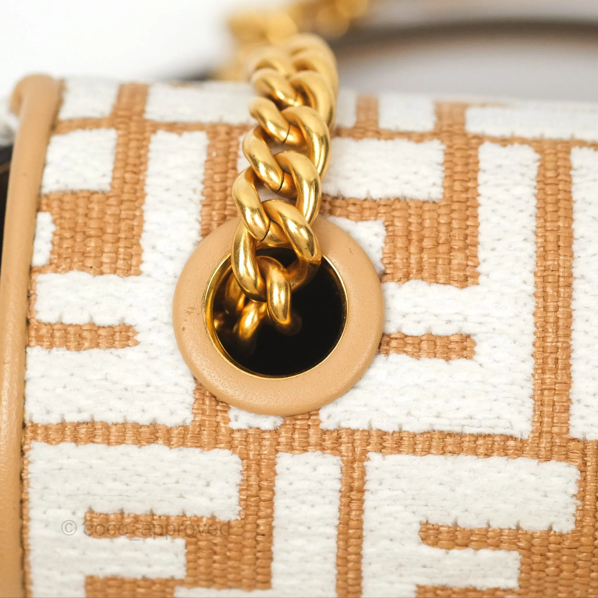 Fendi Baguette Chain Midi Bag Raffia
