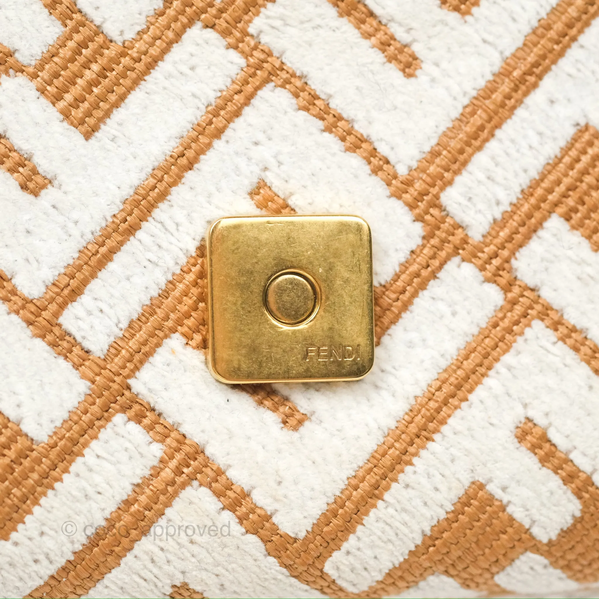 Fendi Baguette Chain Midi Bag Raffia