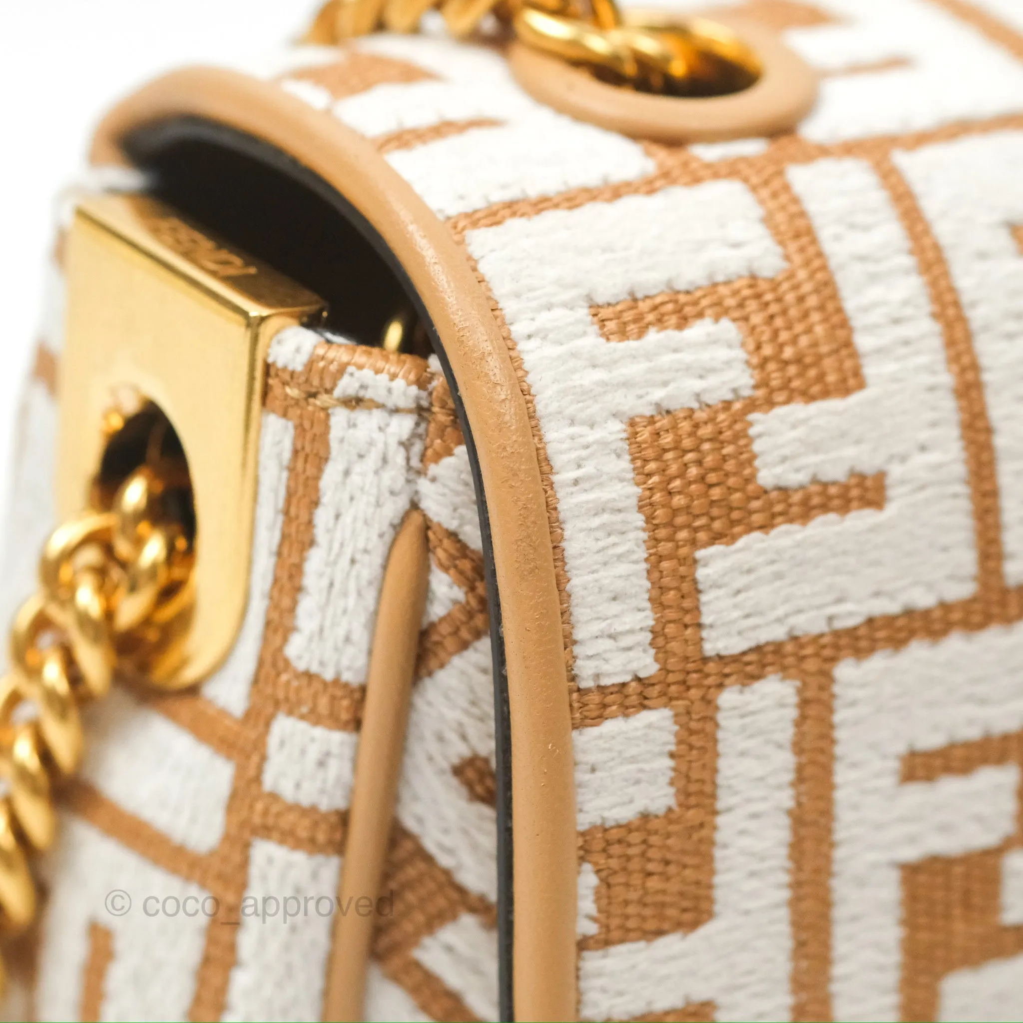 Fendi Baguette Chain Midi Bag Raffia
