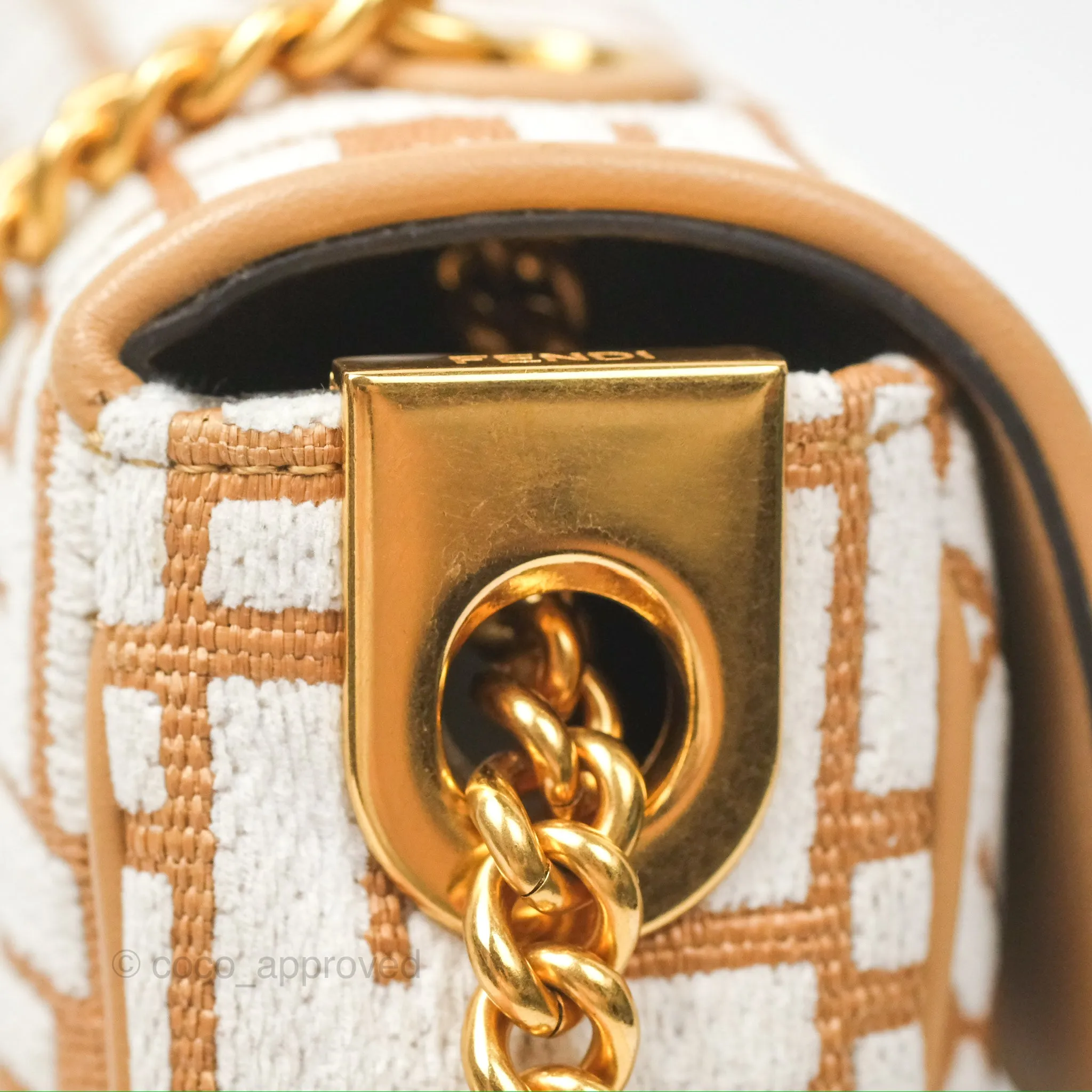 Fendi Baguette Chain Midi Bag Raffia