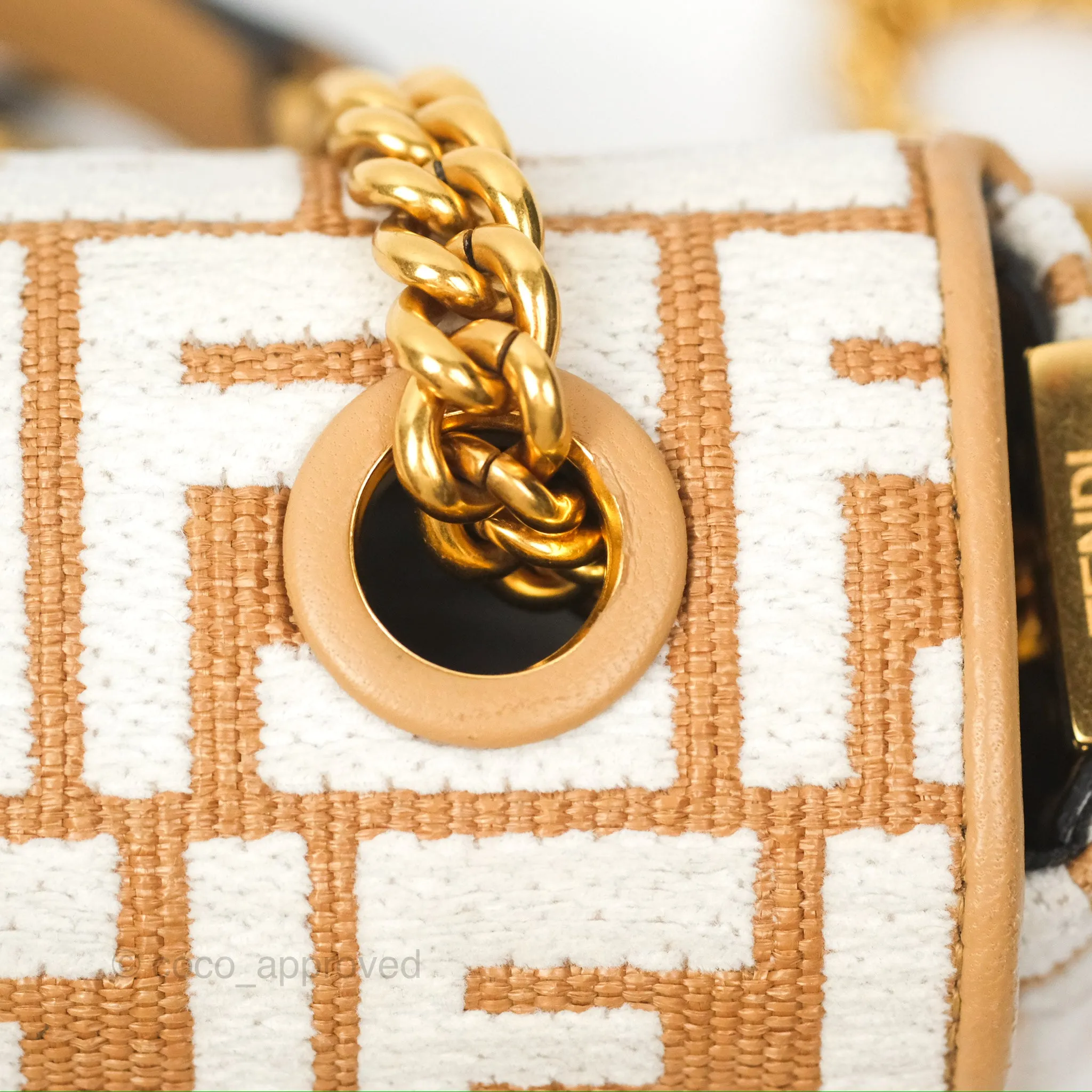 Fendi Baguette Chain Midi Bag Raffia