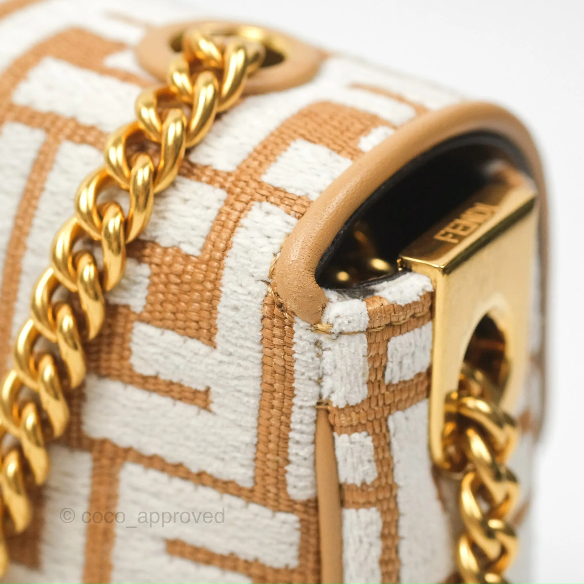 Fendi Baguette Chain Midi Bag Raffia