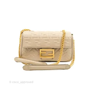 Fendi Baguette Chain Midi Light Grey Lambskin Bag
