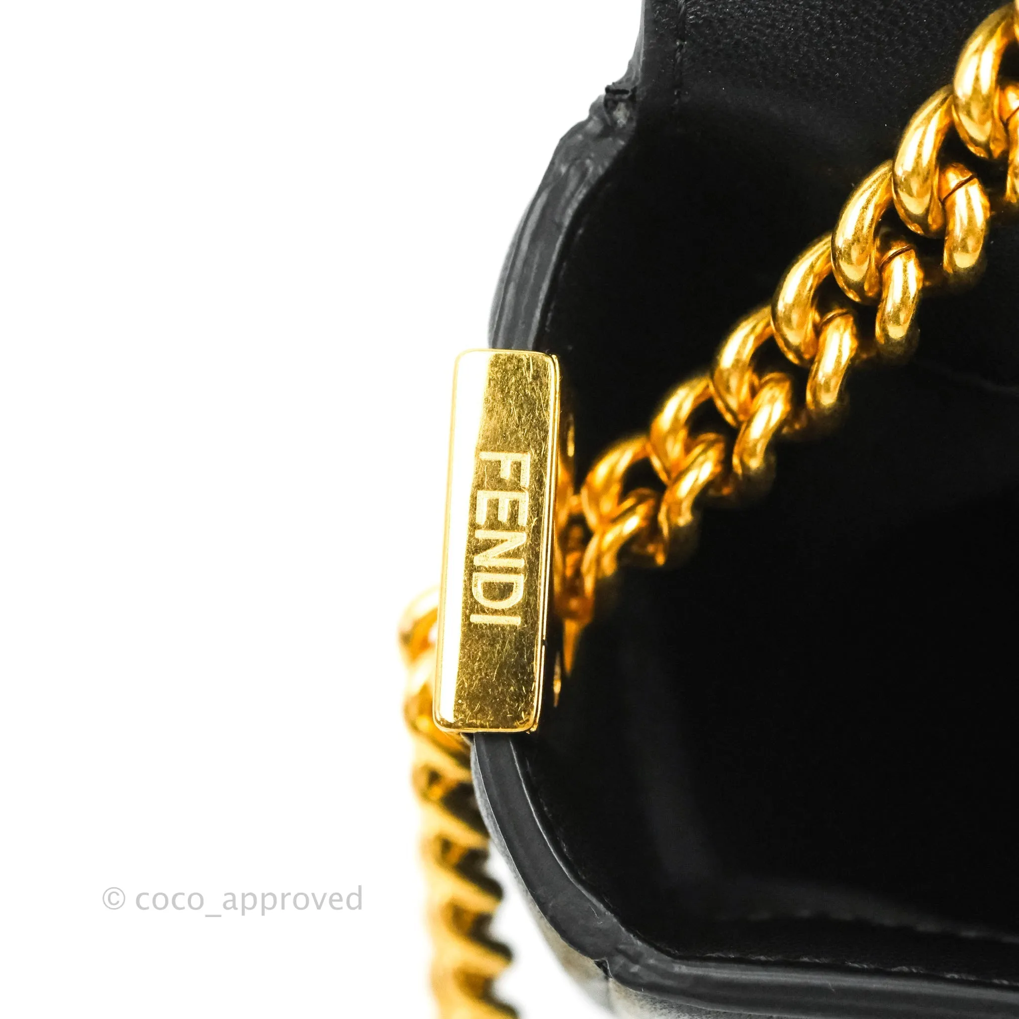 Fendi Baguette Chain Shoulder Bag in Black Nappa Leather