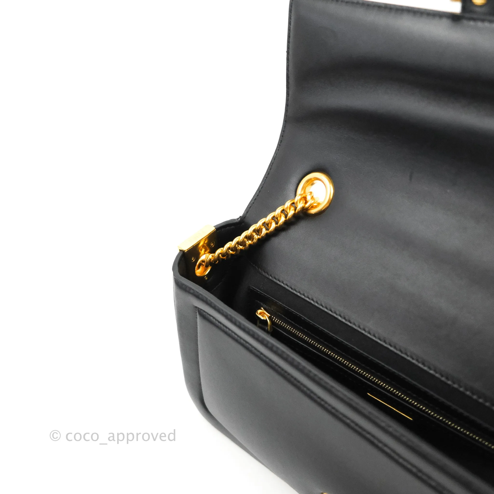 Fendi Baguette Chain Shoulder Bag in Black Nappa Leather