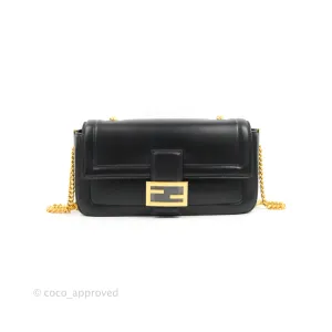 Fendi Baguette Chain Shoulder Bag in Black Nappa Leather