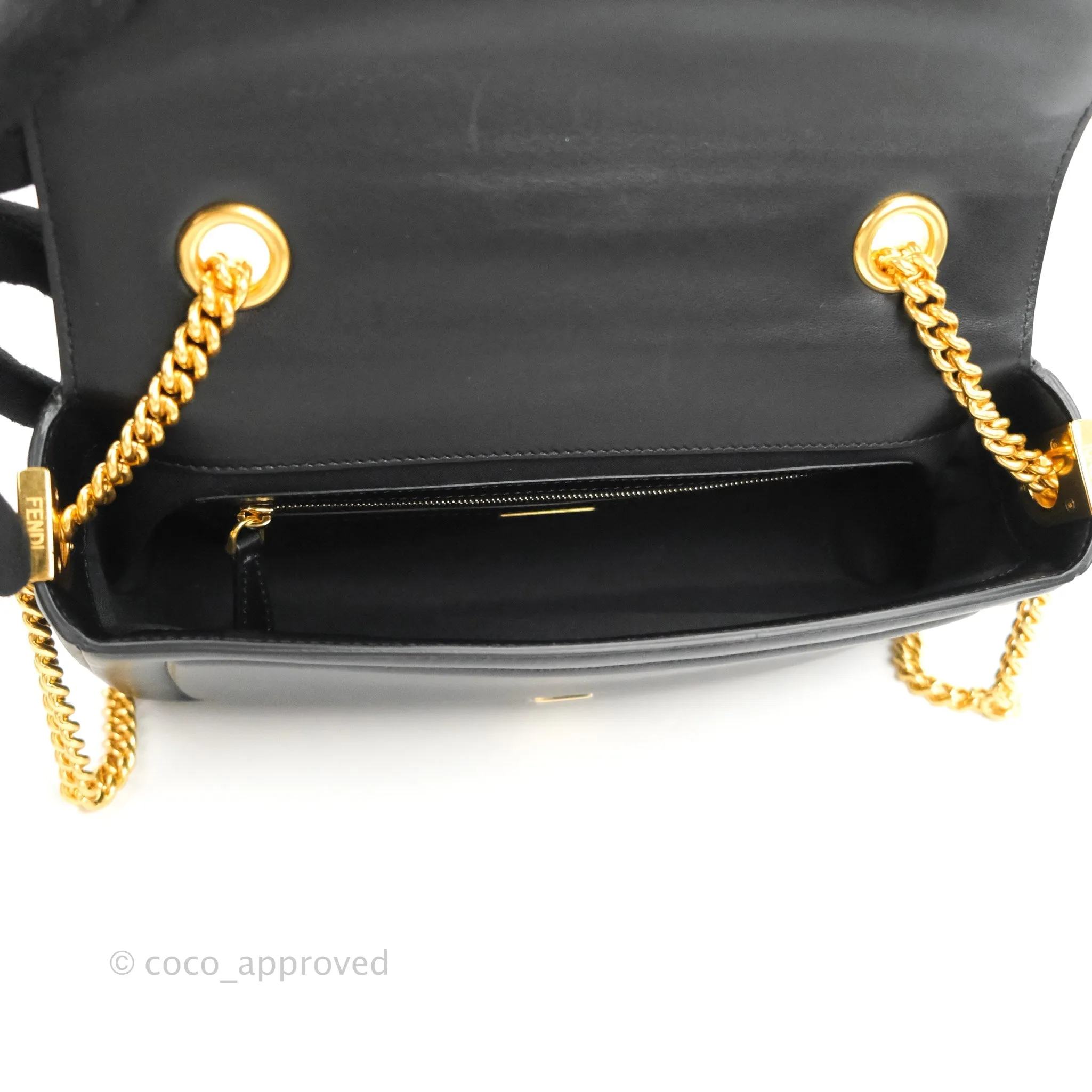 Fendi Baguette Chain Shoulder Bag in Black Nappa Leather