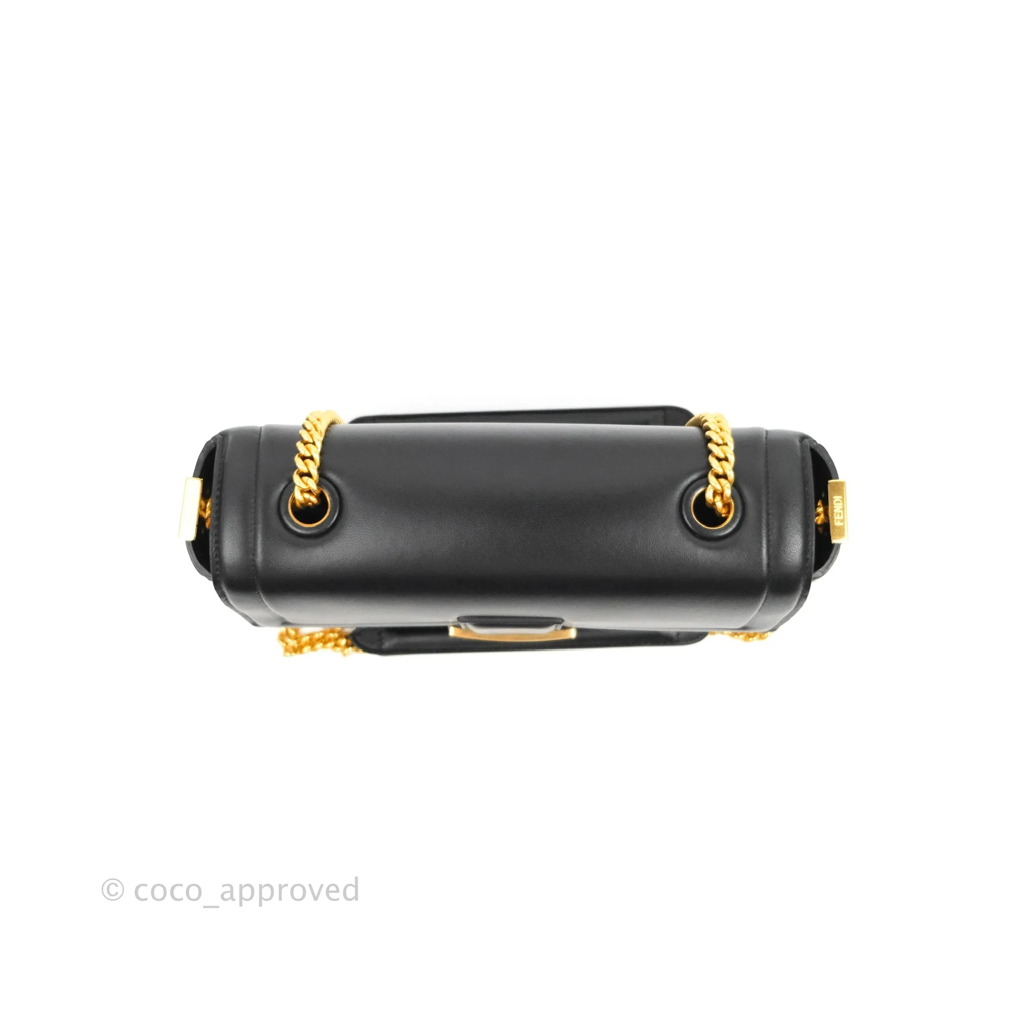 Fendi Baguette Chain Shoulder Bag in Black Nappa Leather