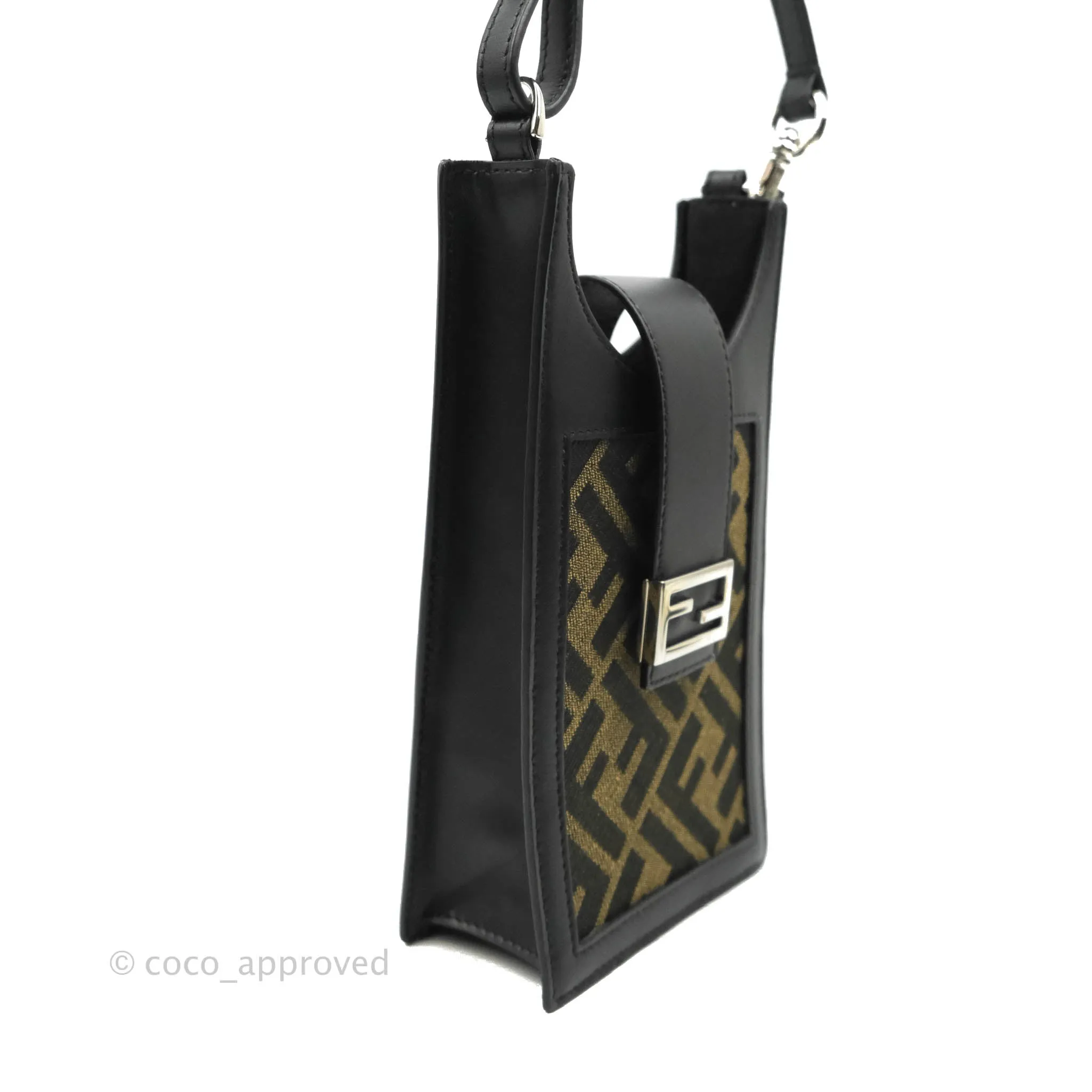 Fendi Baguette FF Brown Fabric Phone Bag