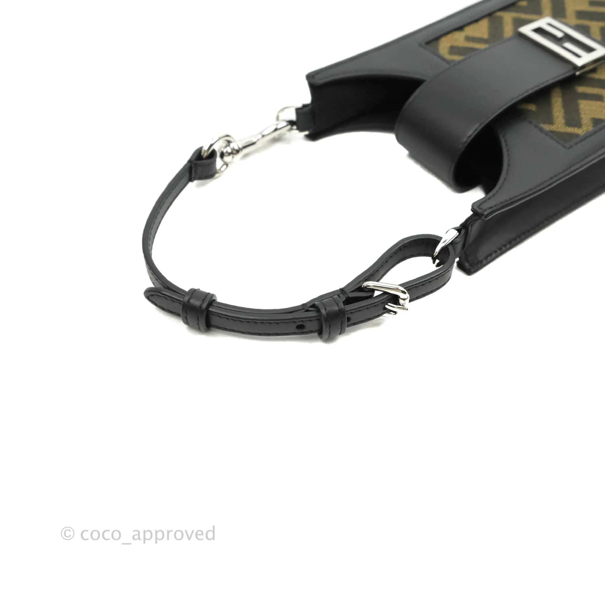 Fendi Baguette FF Brown Fabric Phone Bag
