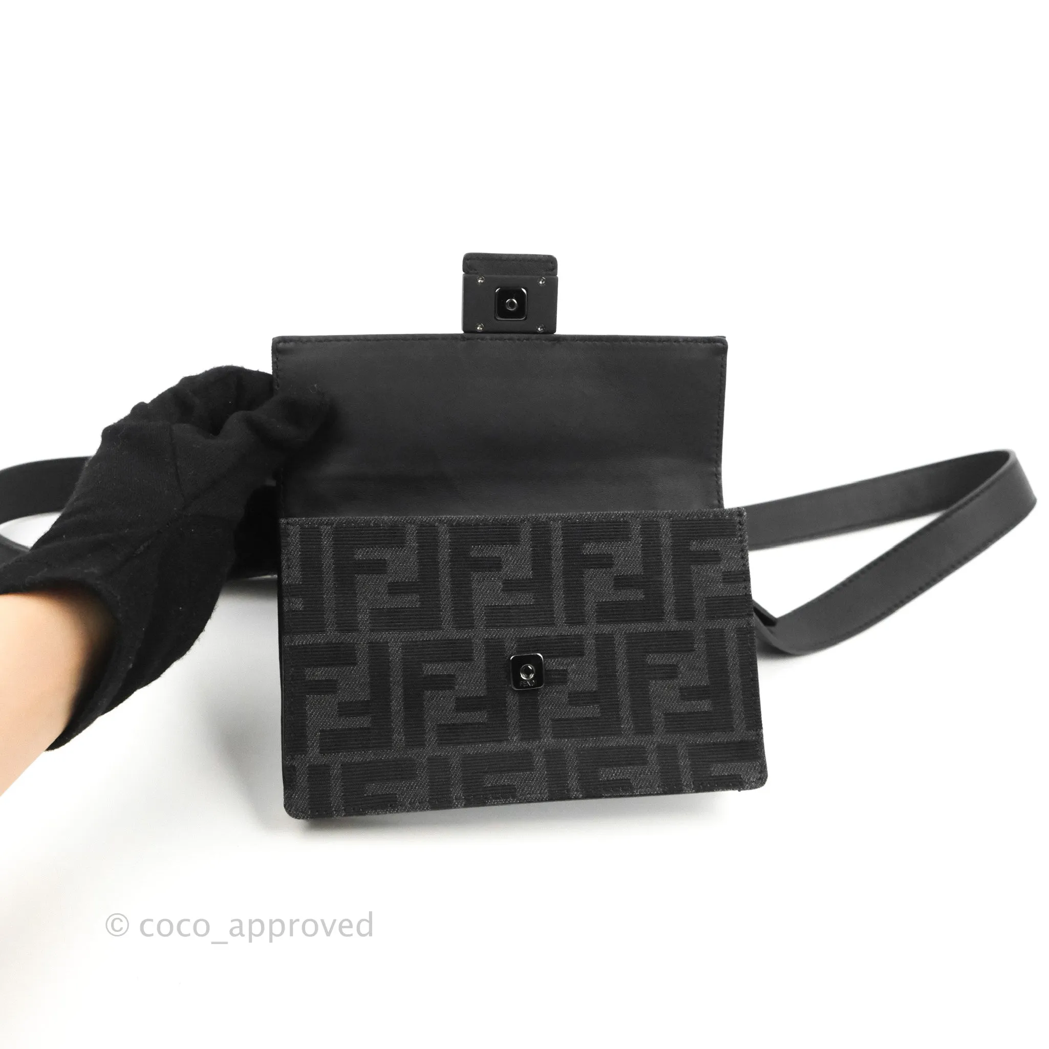 Fendi Baguette Pouch Jacquard FF Motif Grey/Black