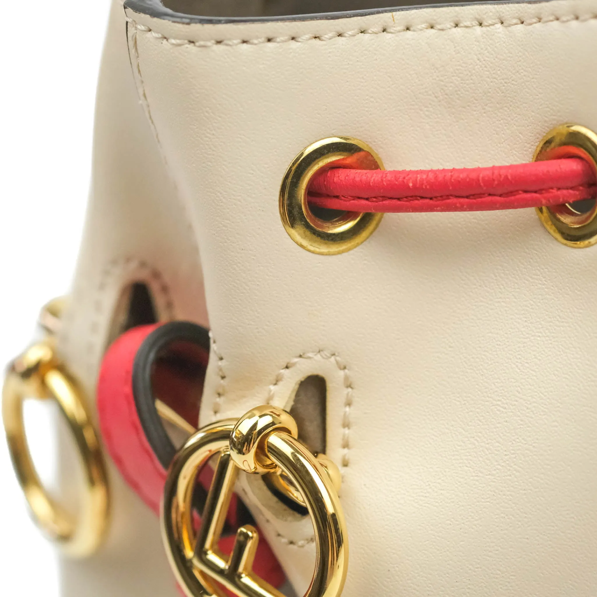 Fendi Calfskin Whipstitch F is Fendi Mini Mon Tresor Bucket Bag Camelia Fiamma