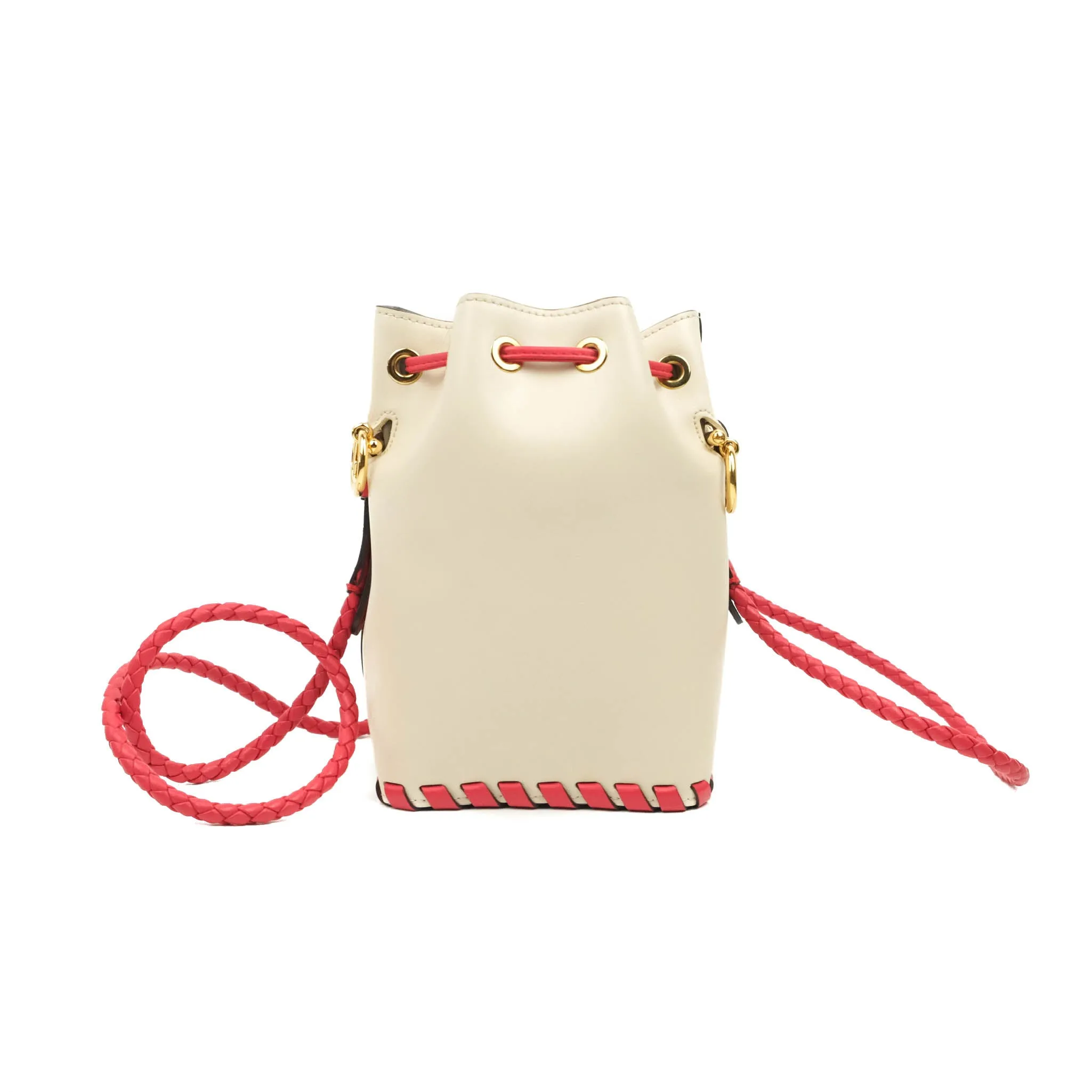 Fendi Calfskin Whipstitch F is Fendi Mini Mon Tresor Bucket Bag Camelia Fiamma