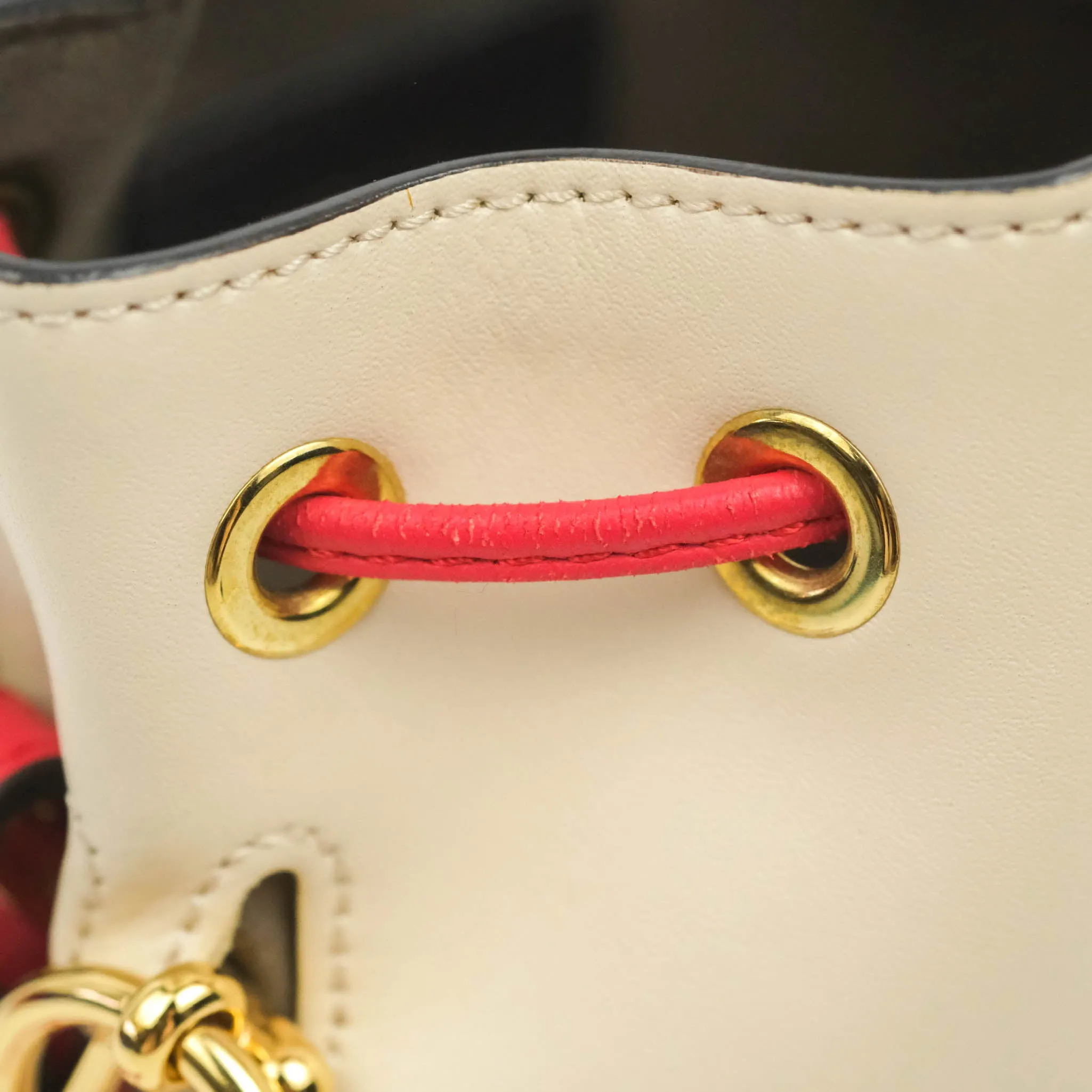 Fendi Calfskin Whipstitch F is Fendi Mini Mon Tresor Bucket Bag Camelia Fiamma