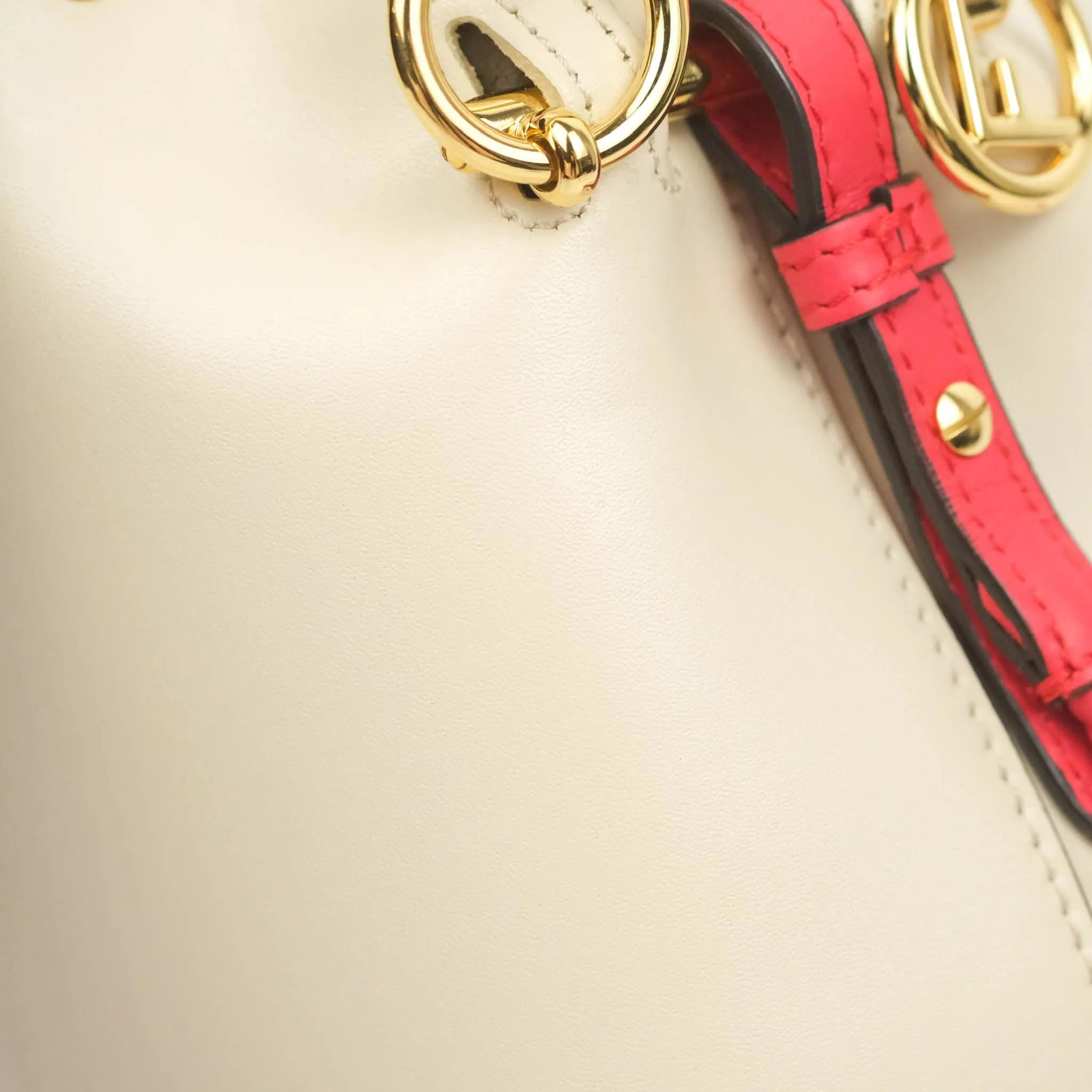 Fendi Calfskin Whipstitch F is Fendi Mini Mon Tresor Bucket Bag Camelia Fiamma