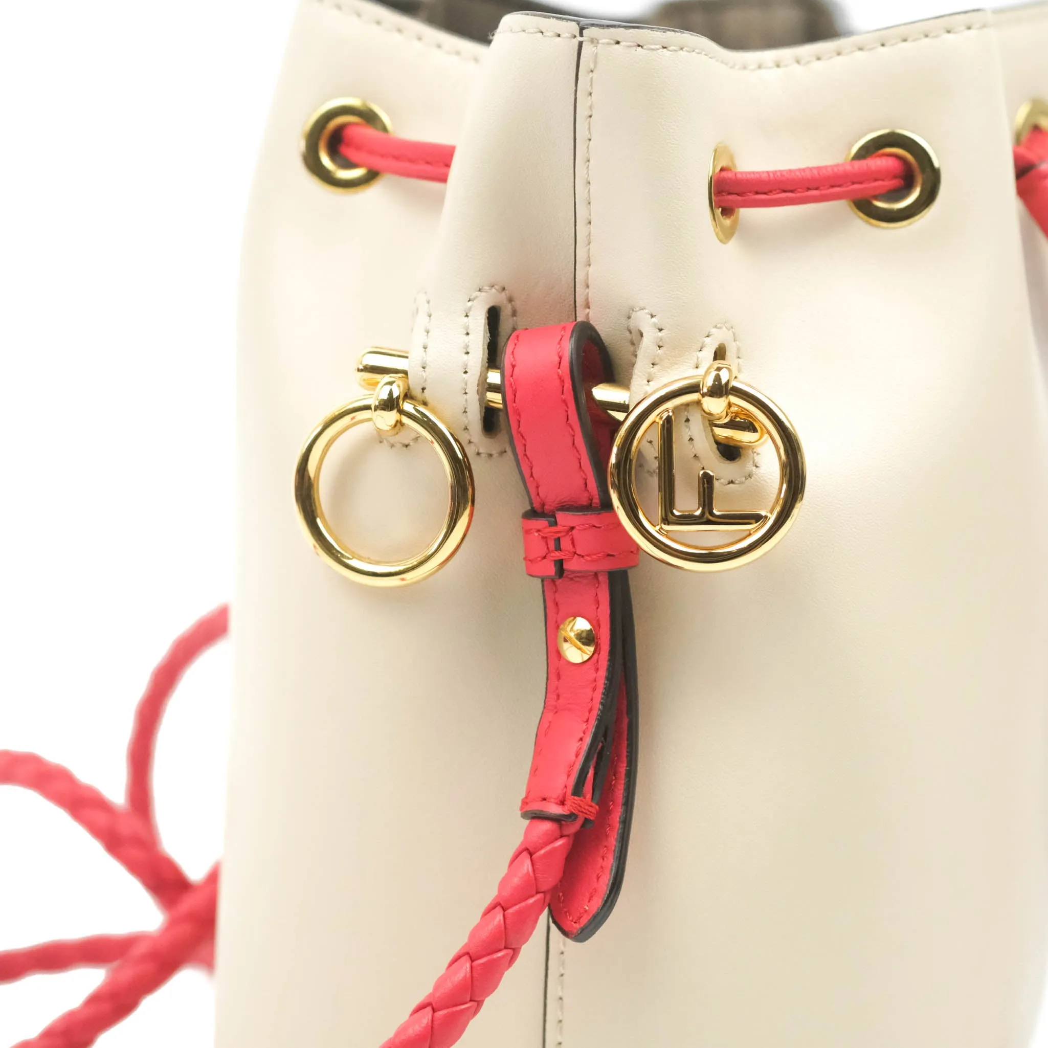 Fendi Calfskin Whipstitch F is Fendi Mini Mon Tresor Bucket Bag Camelia Fiamma
