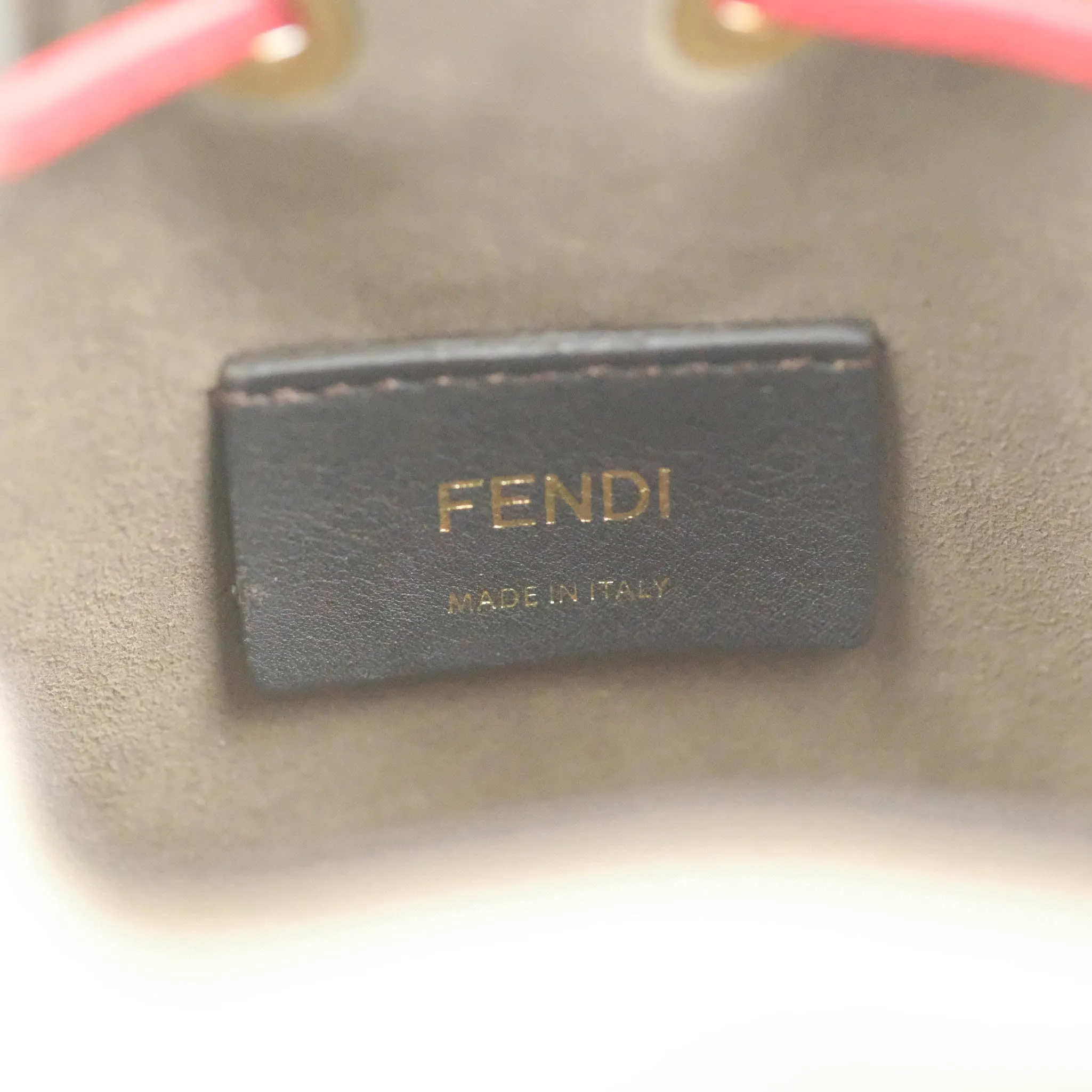 Fendi Calfskin Whipstitch F is Fendi Mini Mon Tresor Bucket Bag Camelia Fiamma
