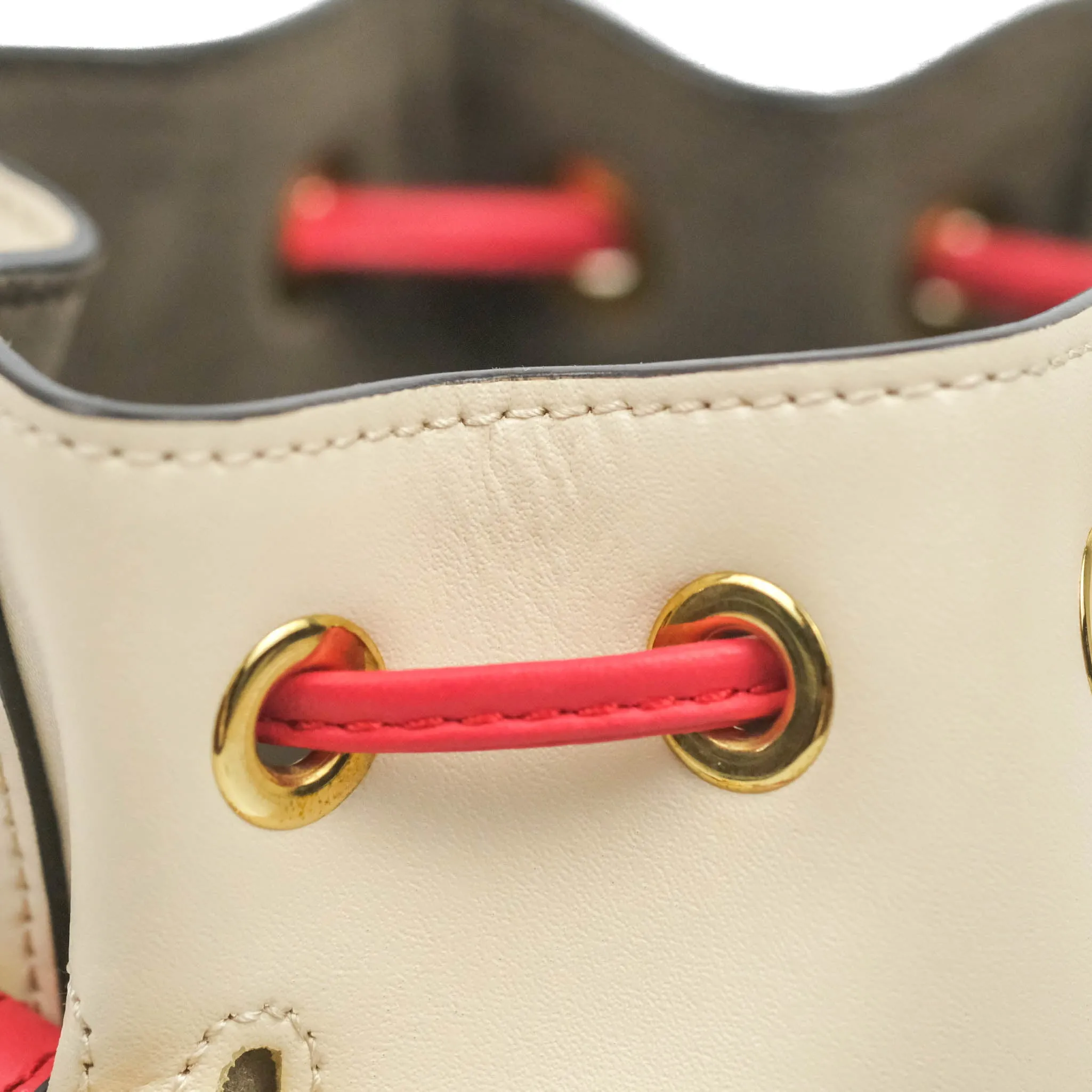 Fendi Calfskin Whipstitch F is Fendi Mini Mon Tresor Bucket Bag Camelia Fiamma