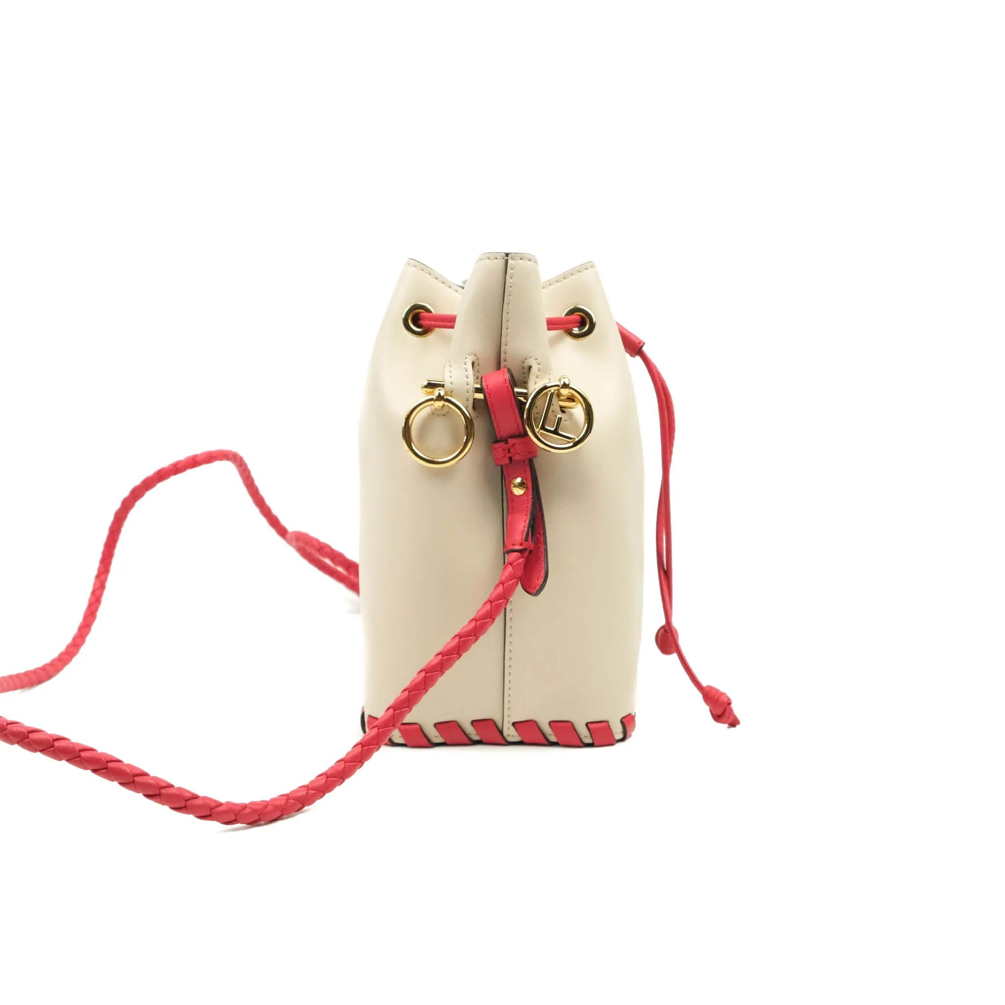 Fendi Calfskin Whipstitch F is Fendi Mini Mon Tresor Bucket Bag Camelia Fiamma