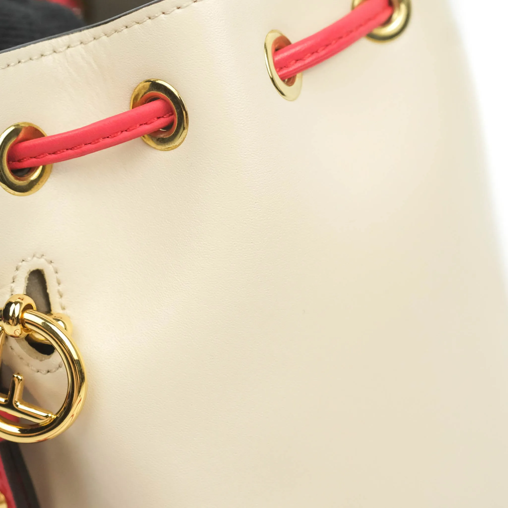 Fendi Calfskin Whipstitch F is Fendi Mini Mon Tresor Bucket Bag Camelia Fiamma