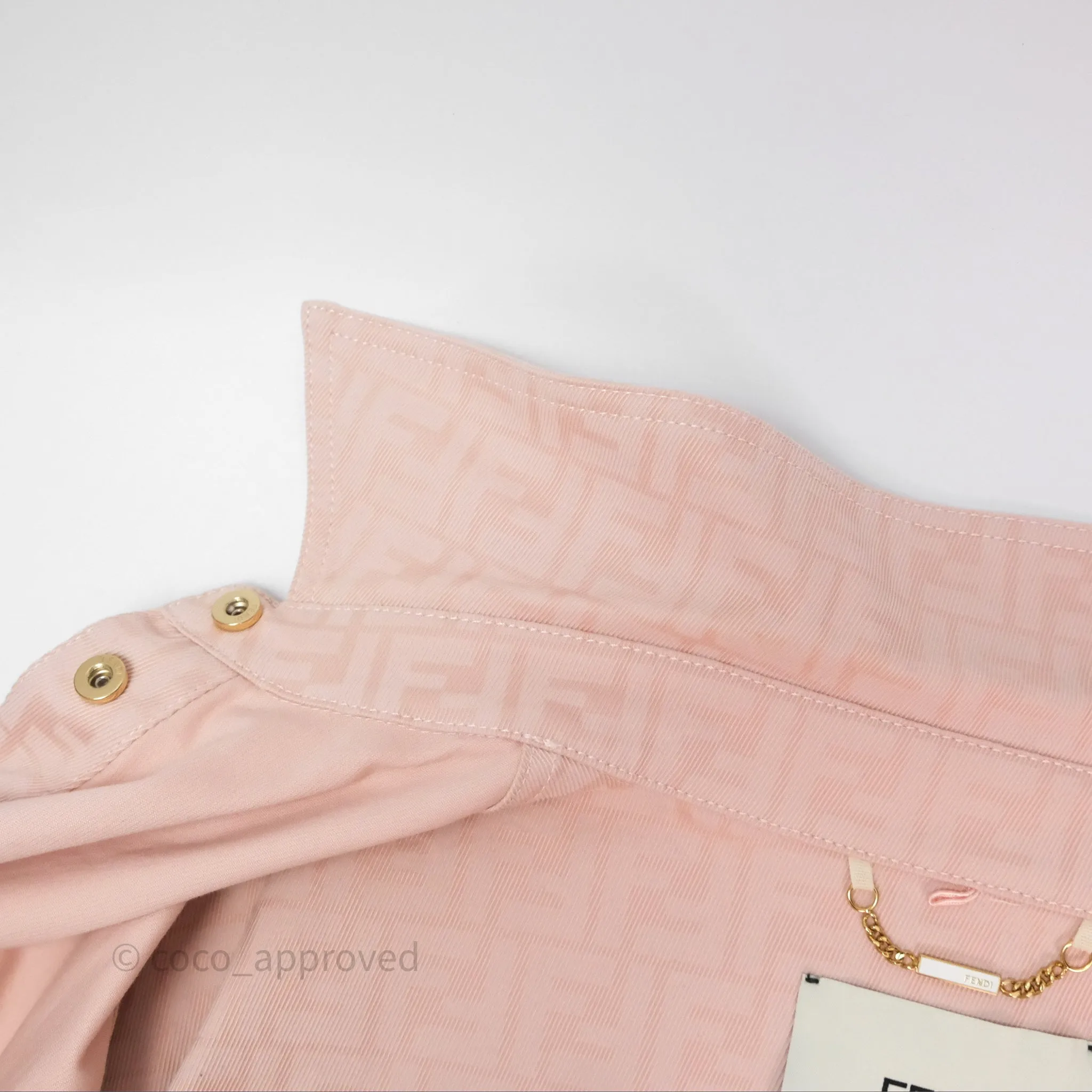 Fendi Denim FF Belted Jacket Pink