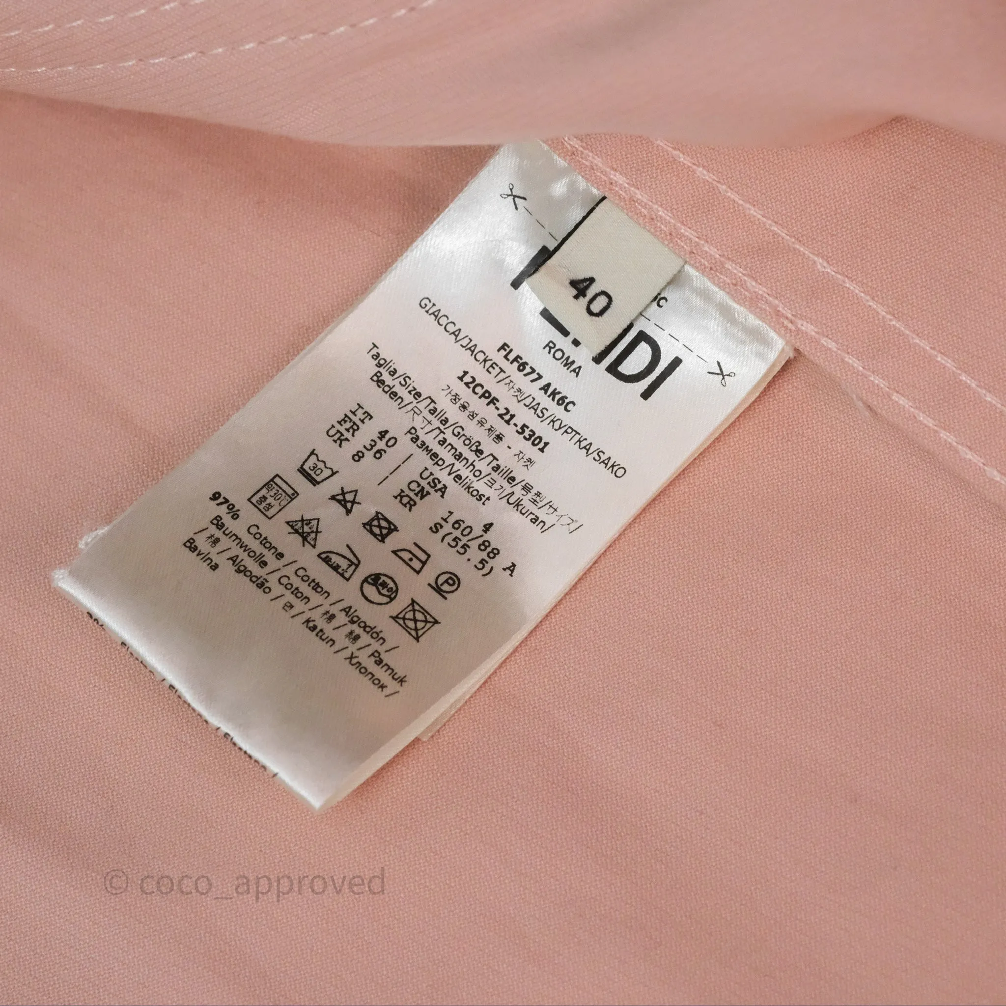 Fendi Denim FF Belted Jacket Pink