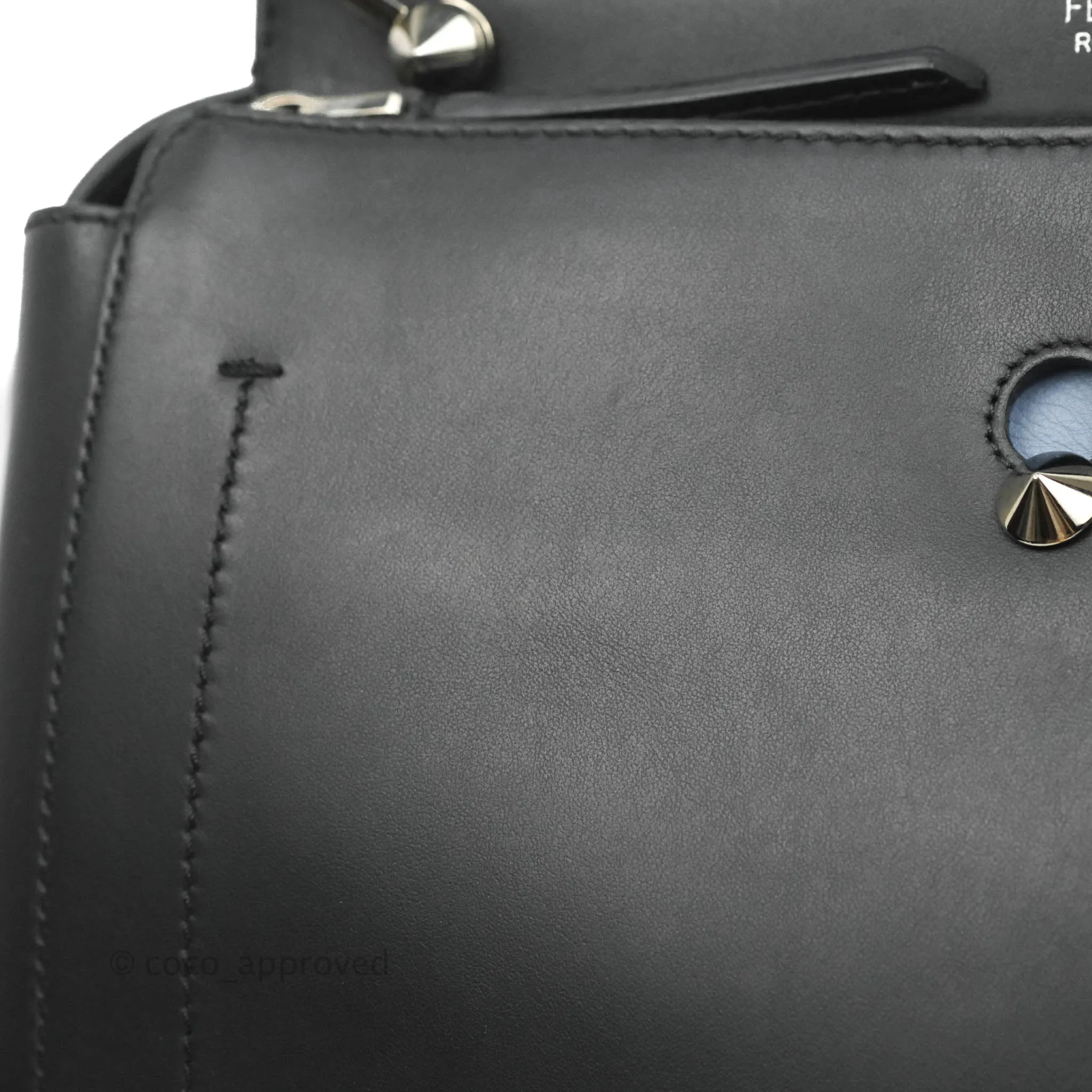 Fendi DotCom Satchel Bag Black Royal Blue Calfskin