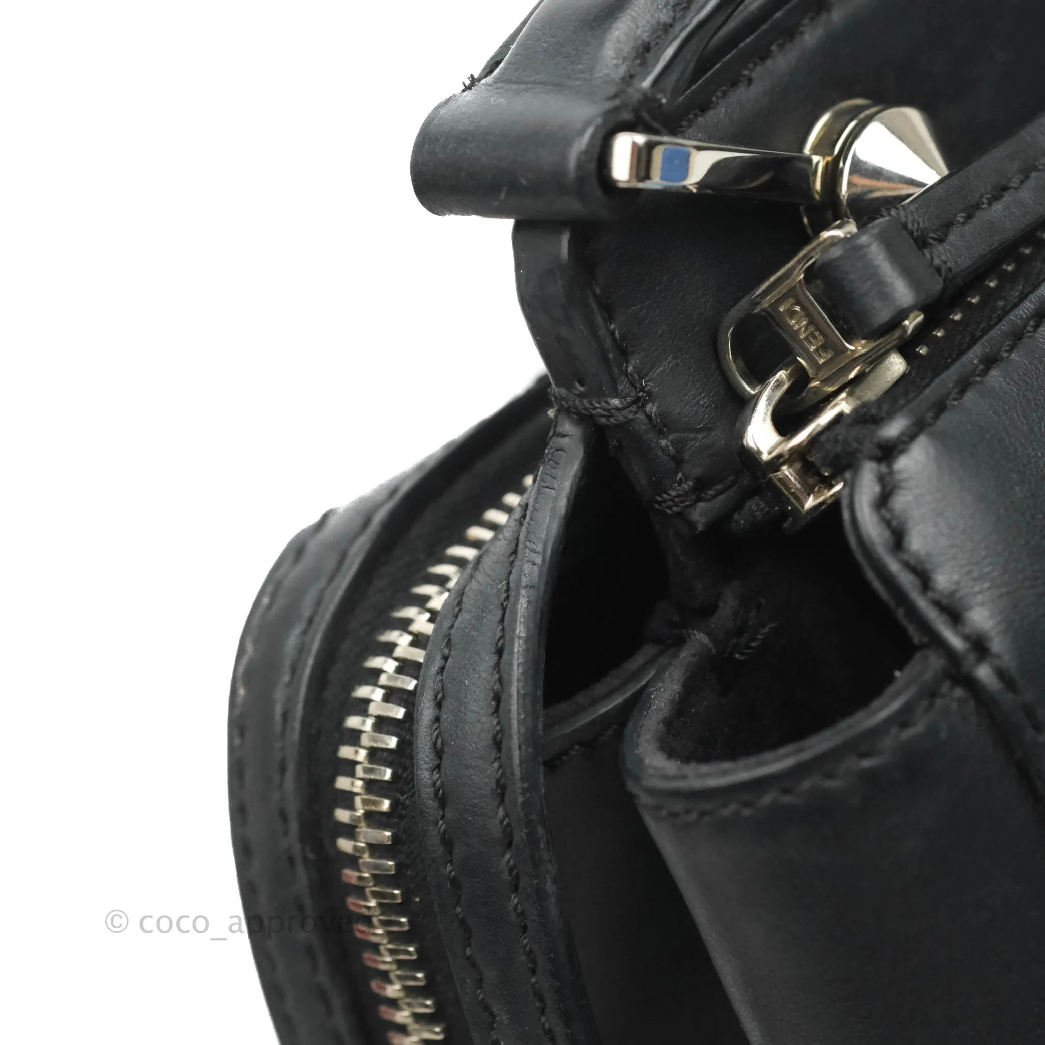 Fendi DotCom Satchel Bag Black Royal Blue Calfskin