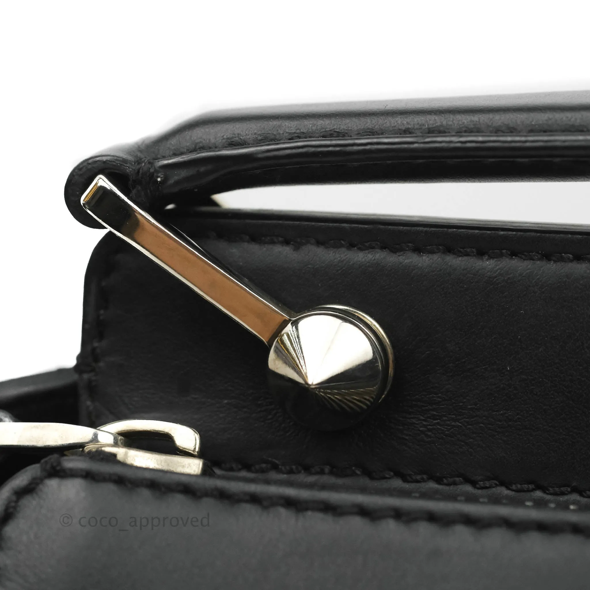 Fendi DotCom Satchel Bag Black Royal Blue Calfskin