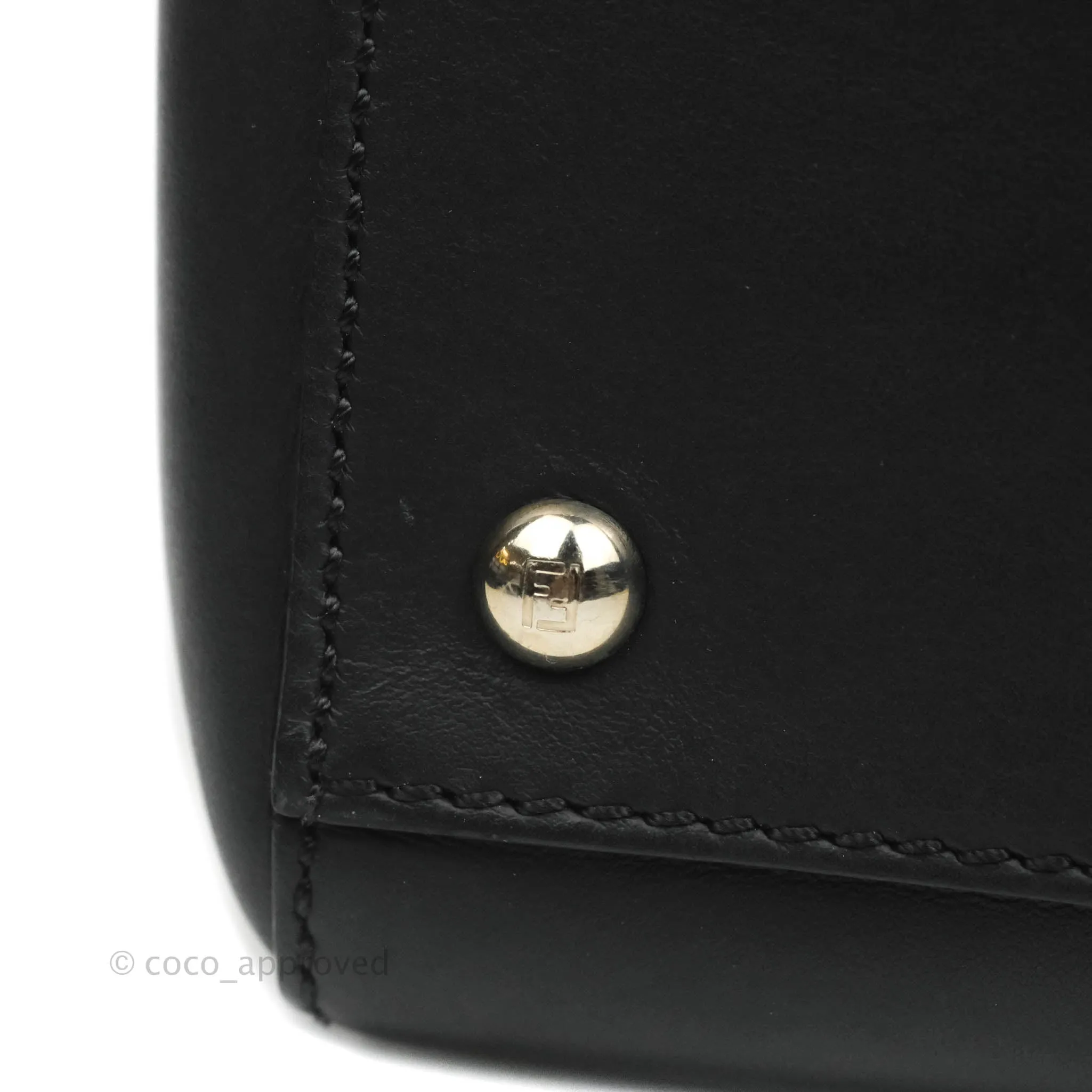 Fendi DotCom Satchel Bag Black Royal Blue Calfskin