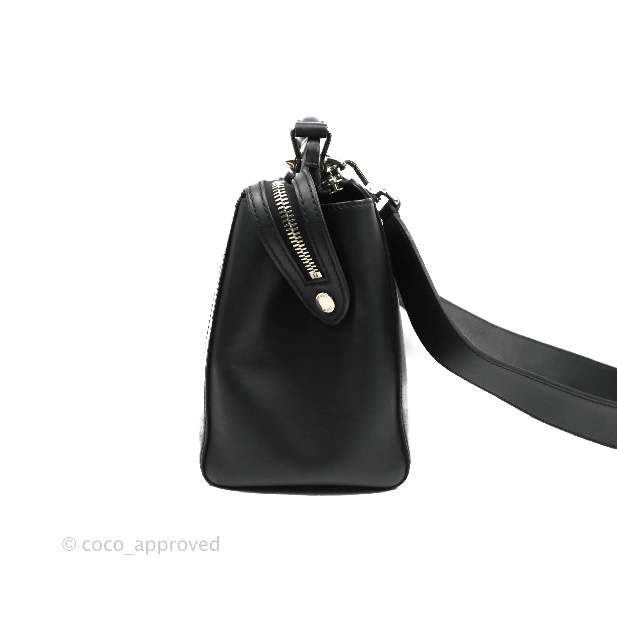 Fendi DotCom Satchel Bag Black Royal Blue Calfskin