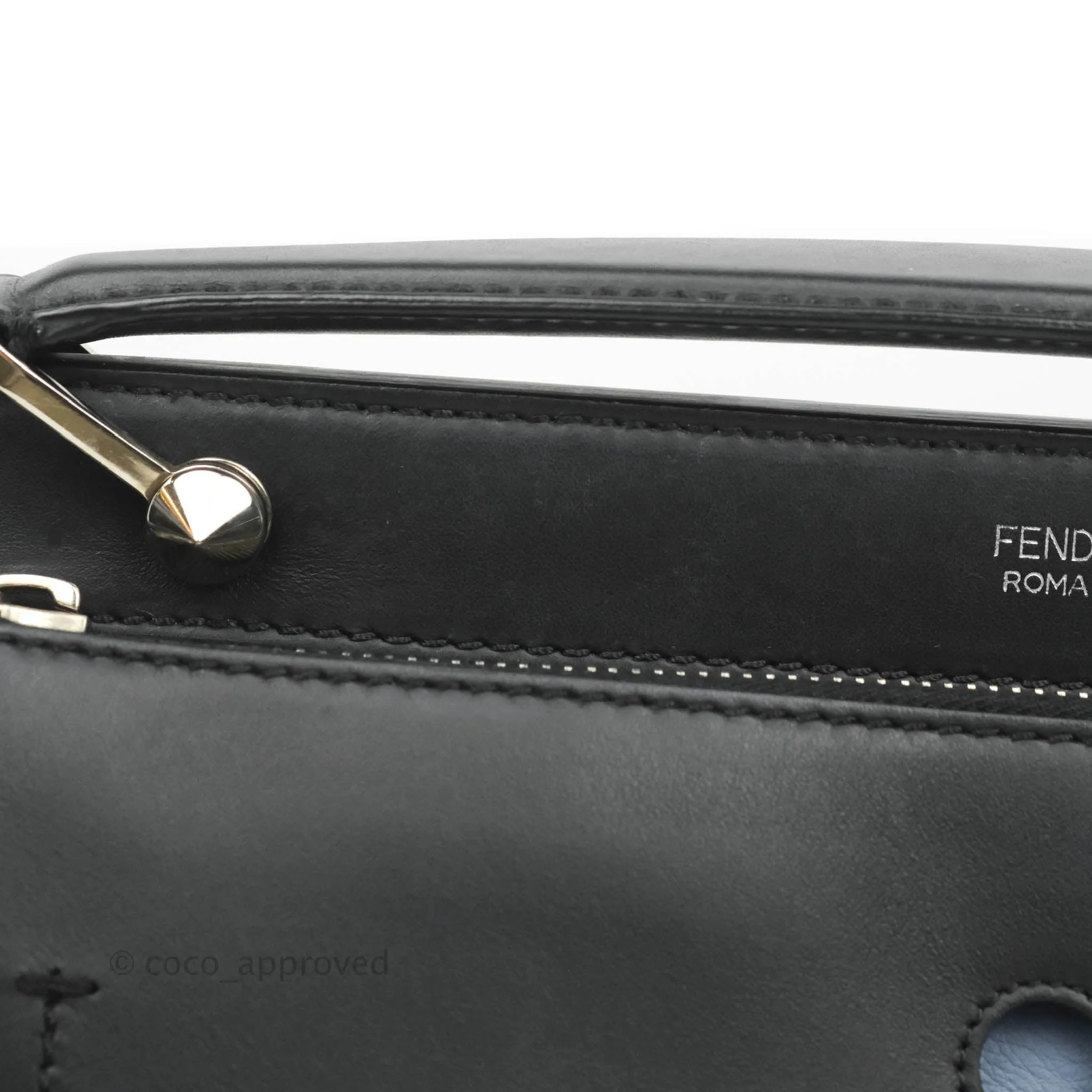 Fendi DotCom Satchel Bag Black Royal Blue Calfskin