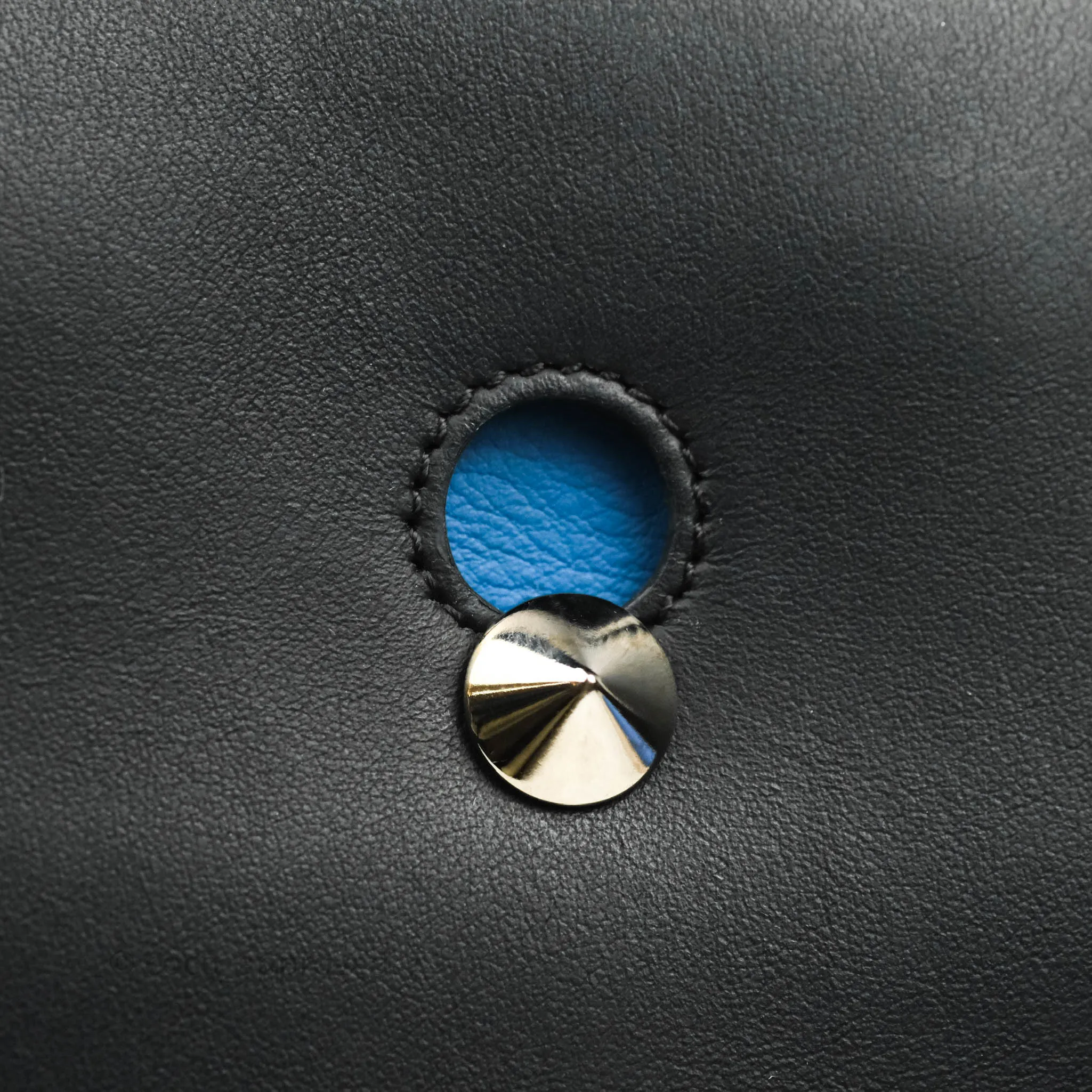 Fendi DotCom Satchel Bag Black Royal Blue Calfskin