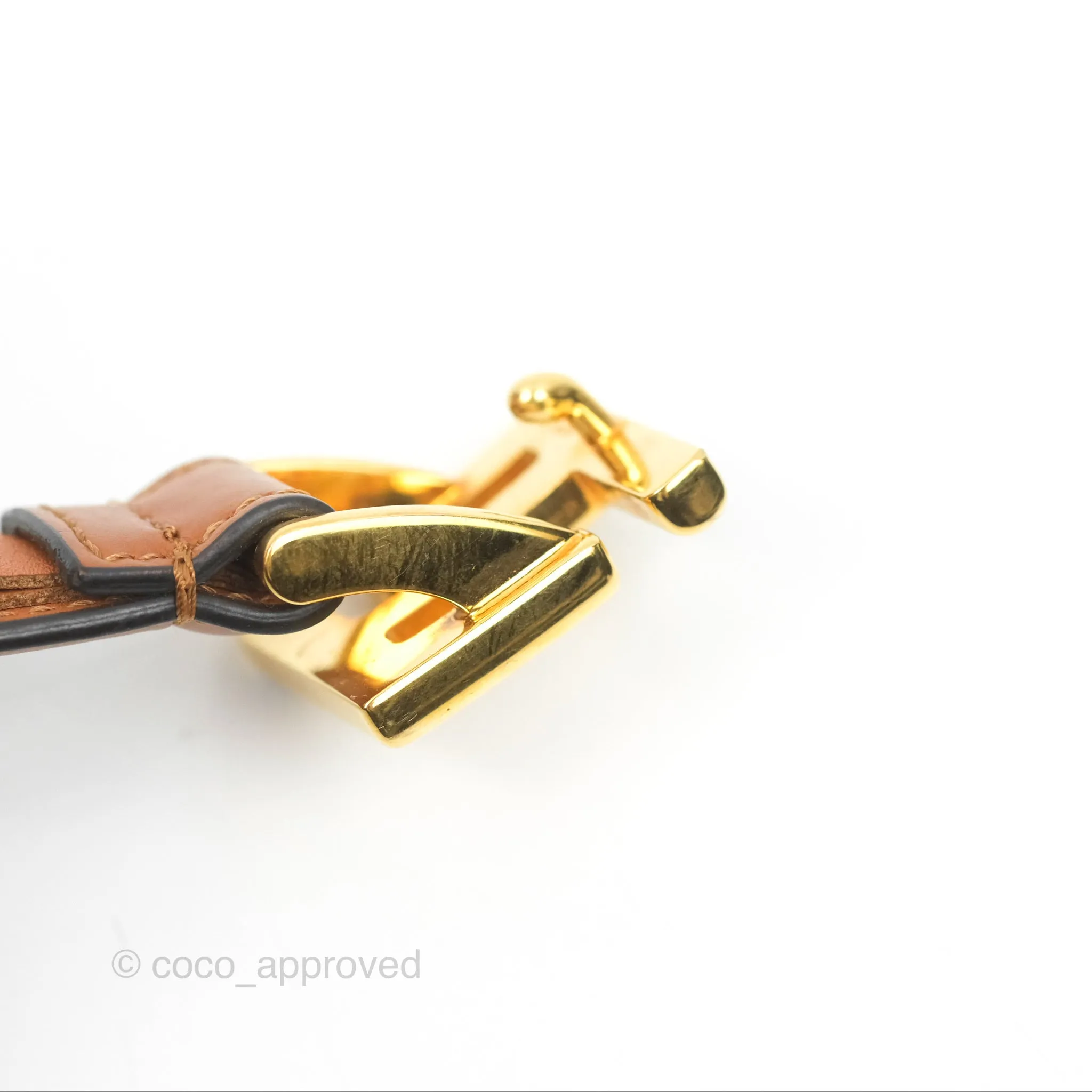 Fendi FF 20 mm Belt Brown Gold Hardware 80 32