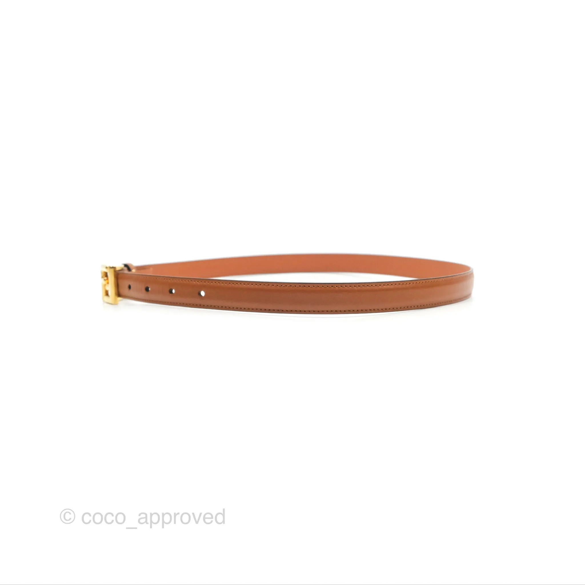 Fendi FF 20 mm Belt Brown Gold Hardware 80 32