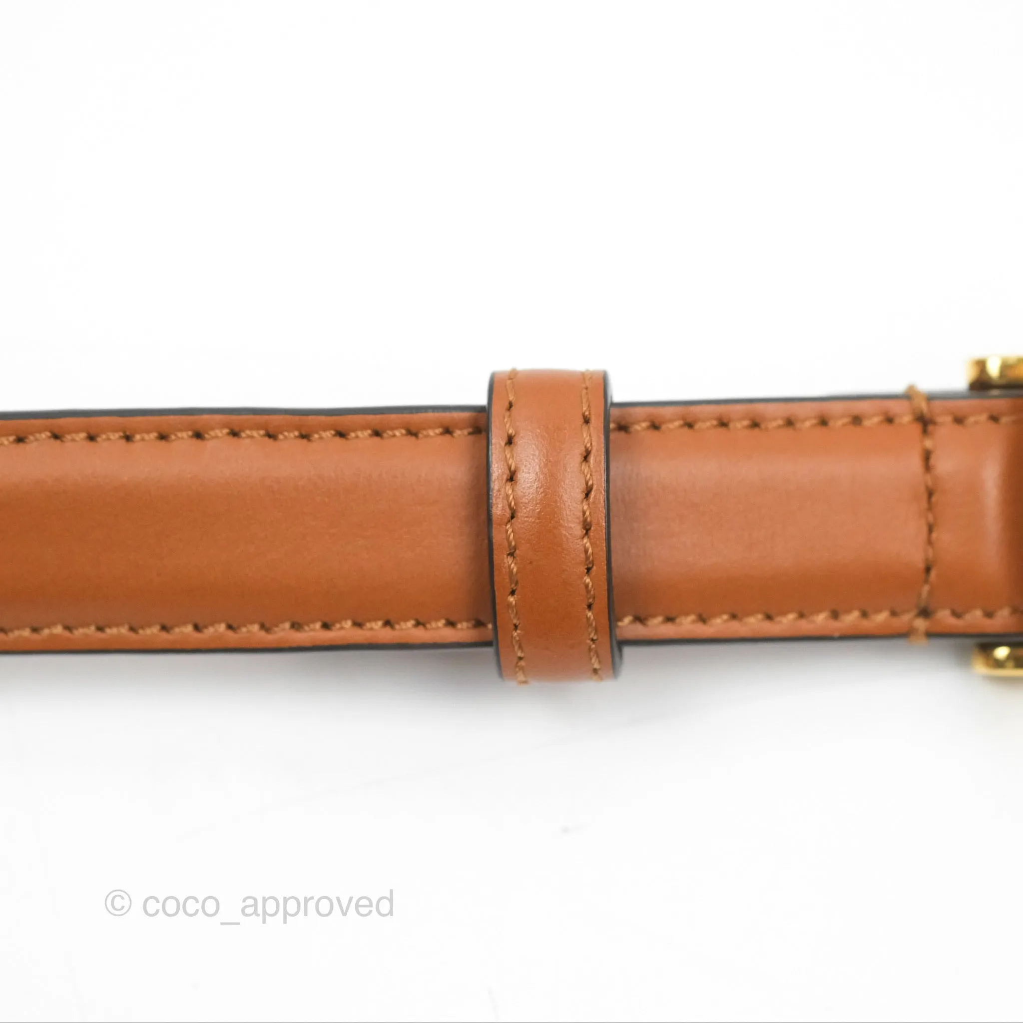 Fendi FF 20 mm Belt Brown Gold Hardware 80 32