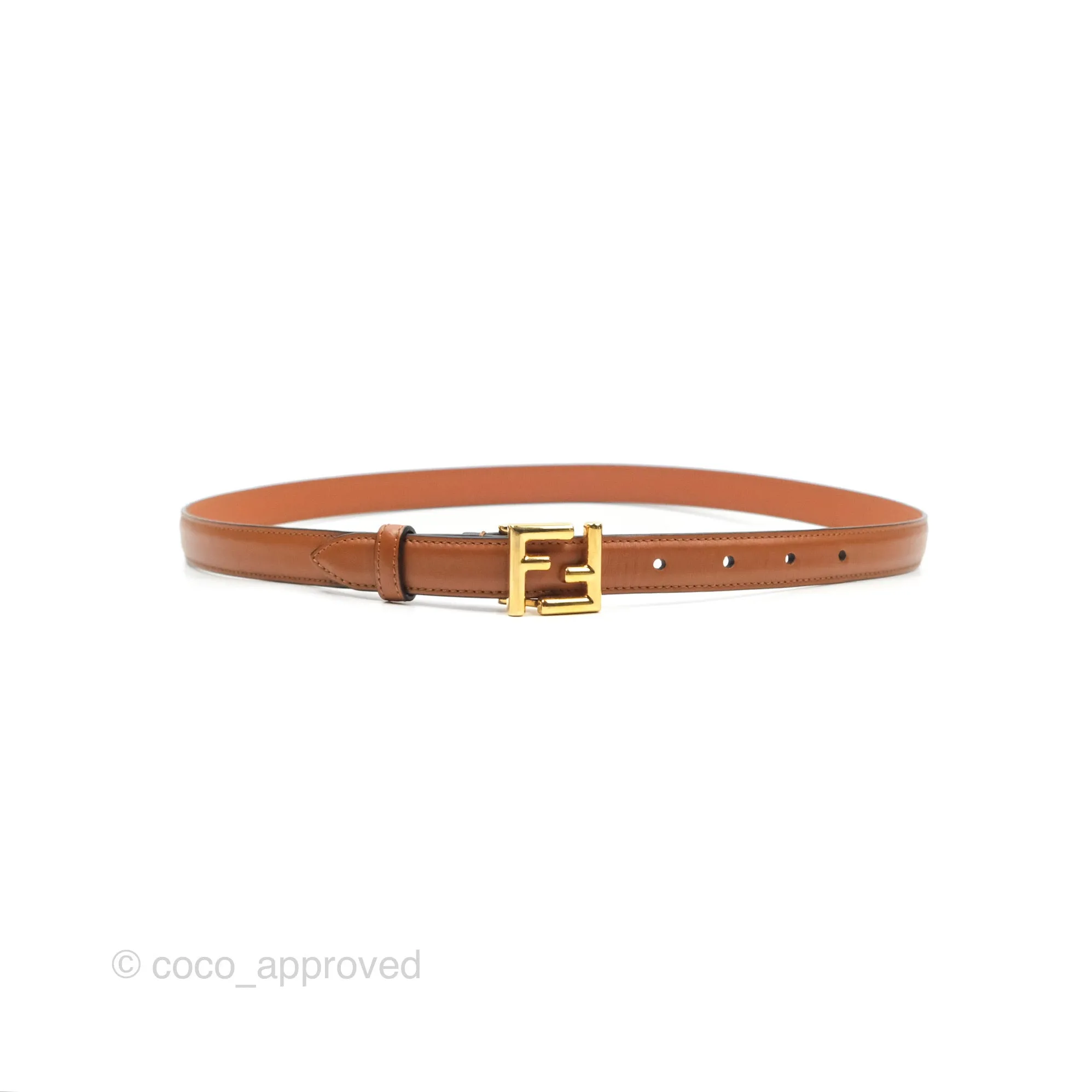 Fendi FF 20 mm Belt Brown Gold Hardware 80 32