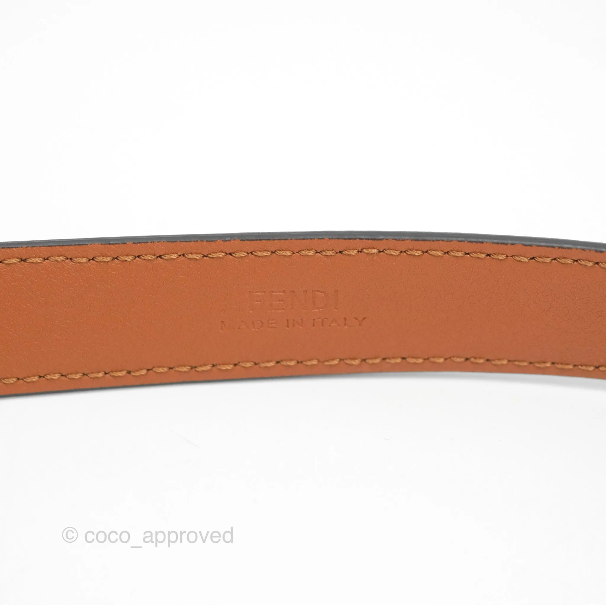 Fendi FF 20 mm Belt Brown Gold Hardware 80 32