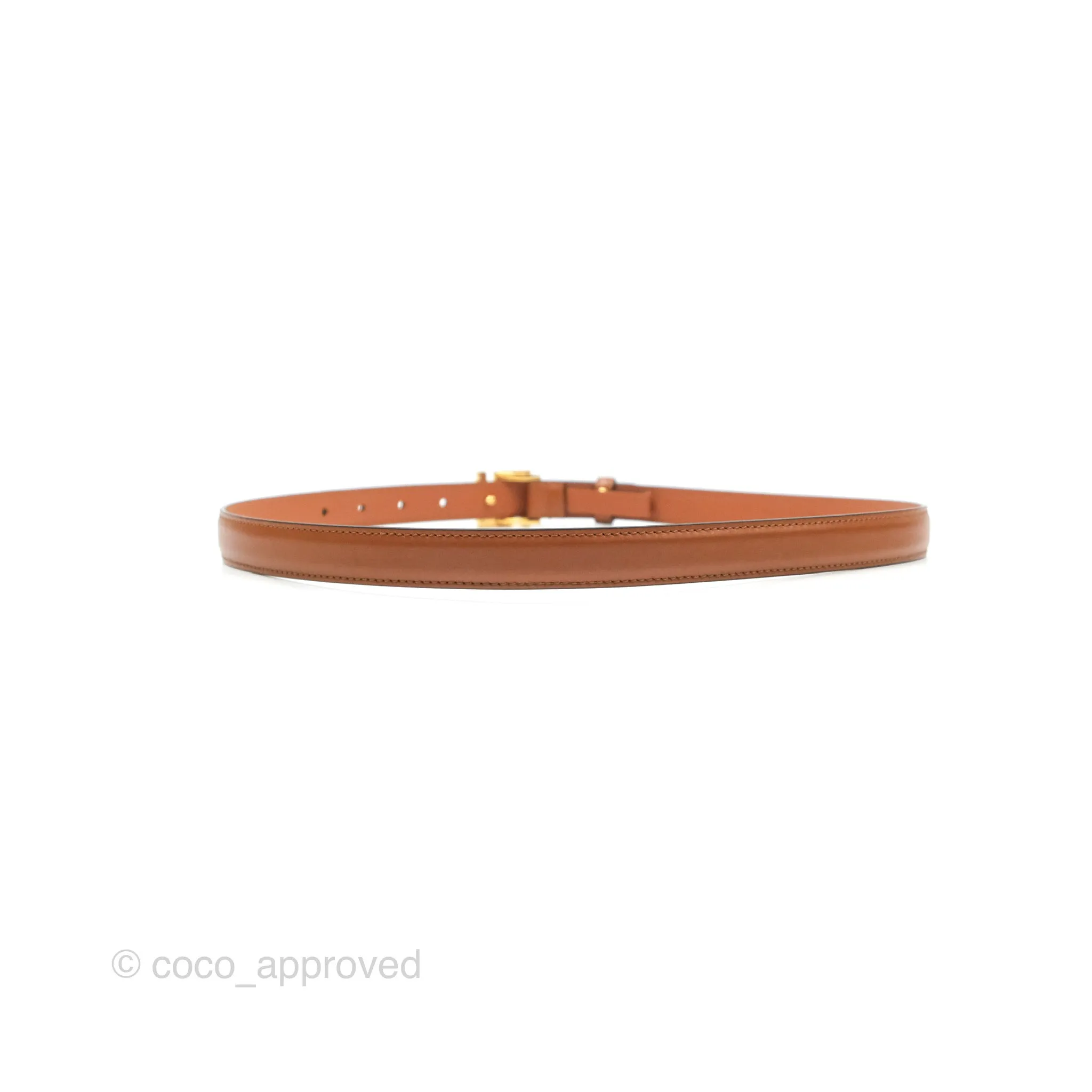 Fendi FF 20 mm Belt Brown Gold Hardware 80 32