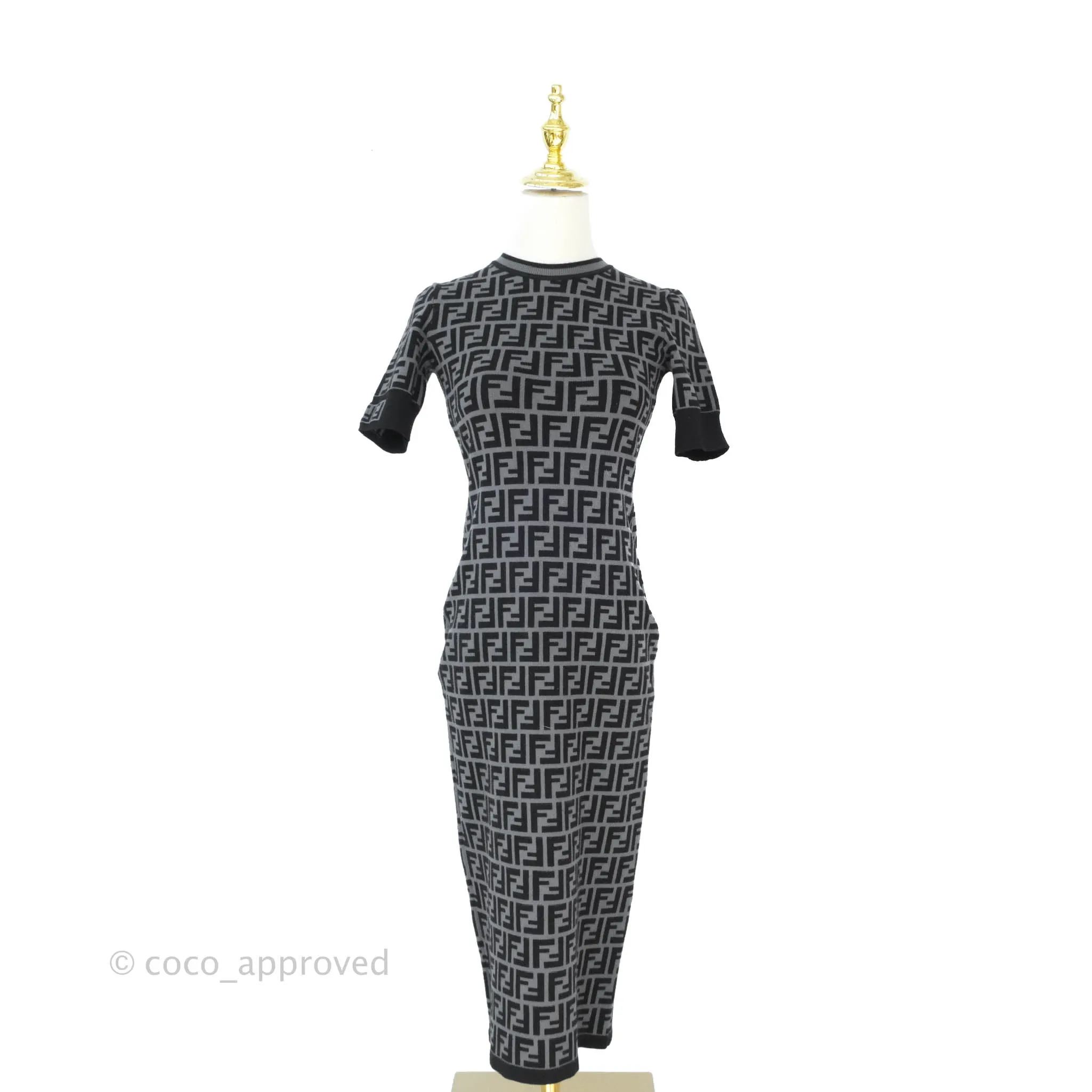 Fendi FF Motif Fabric Dress Black