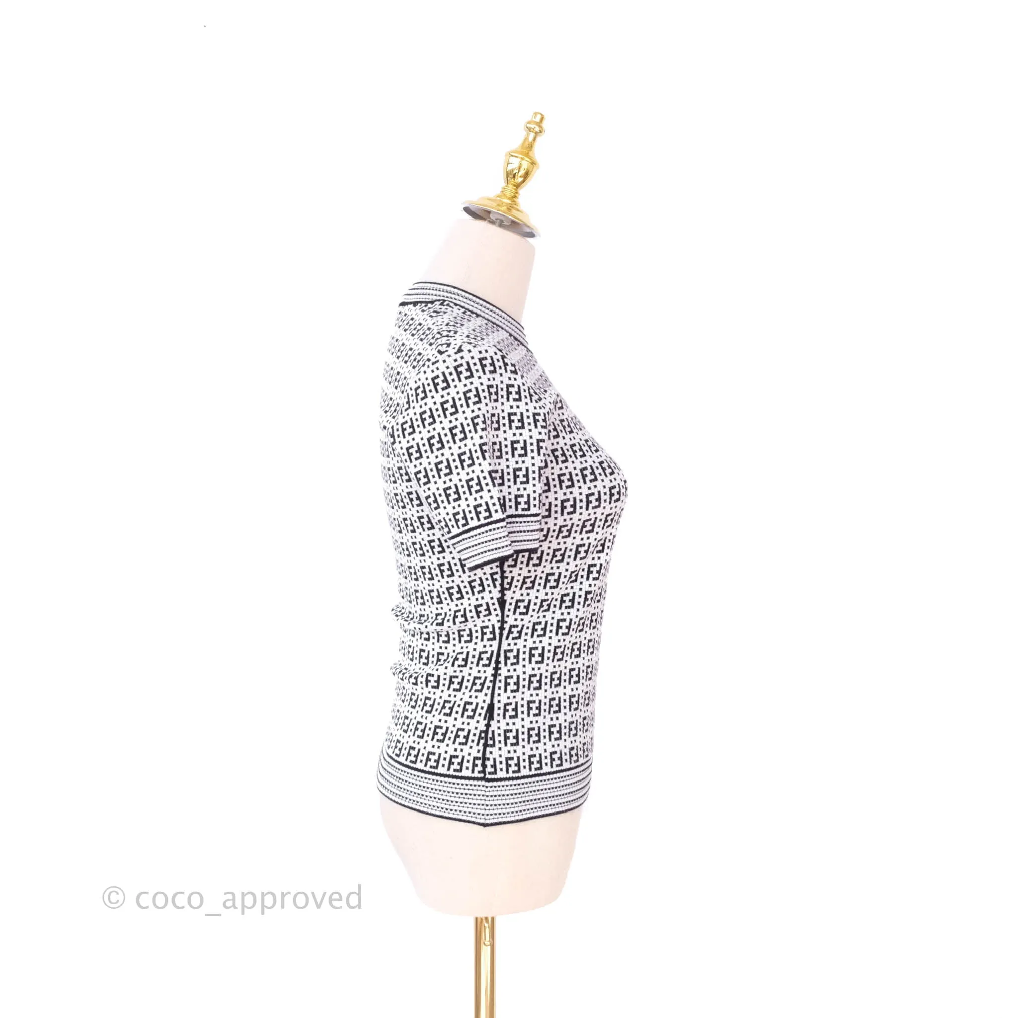 Fendi FF Pattern Woven White Top