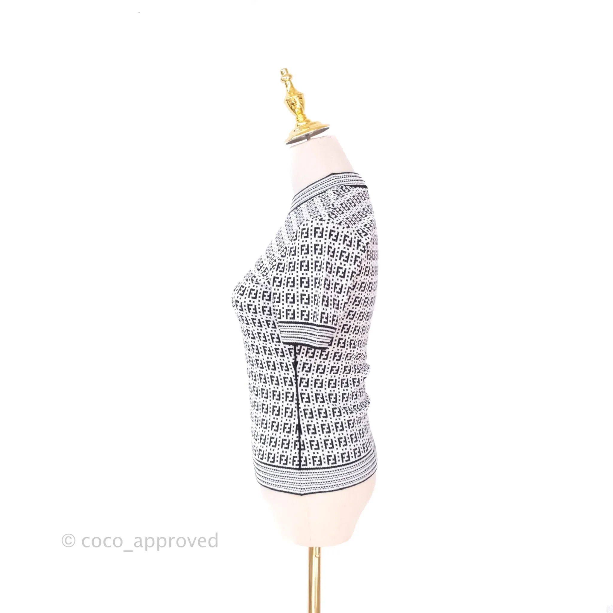 Fendi FF Pattern Woven White Top