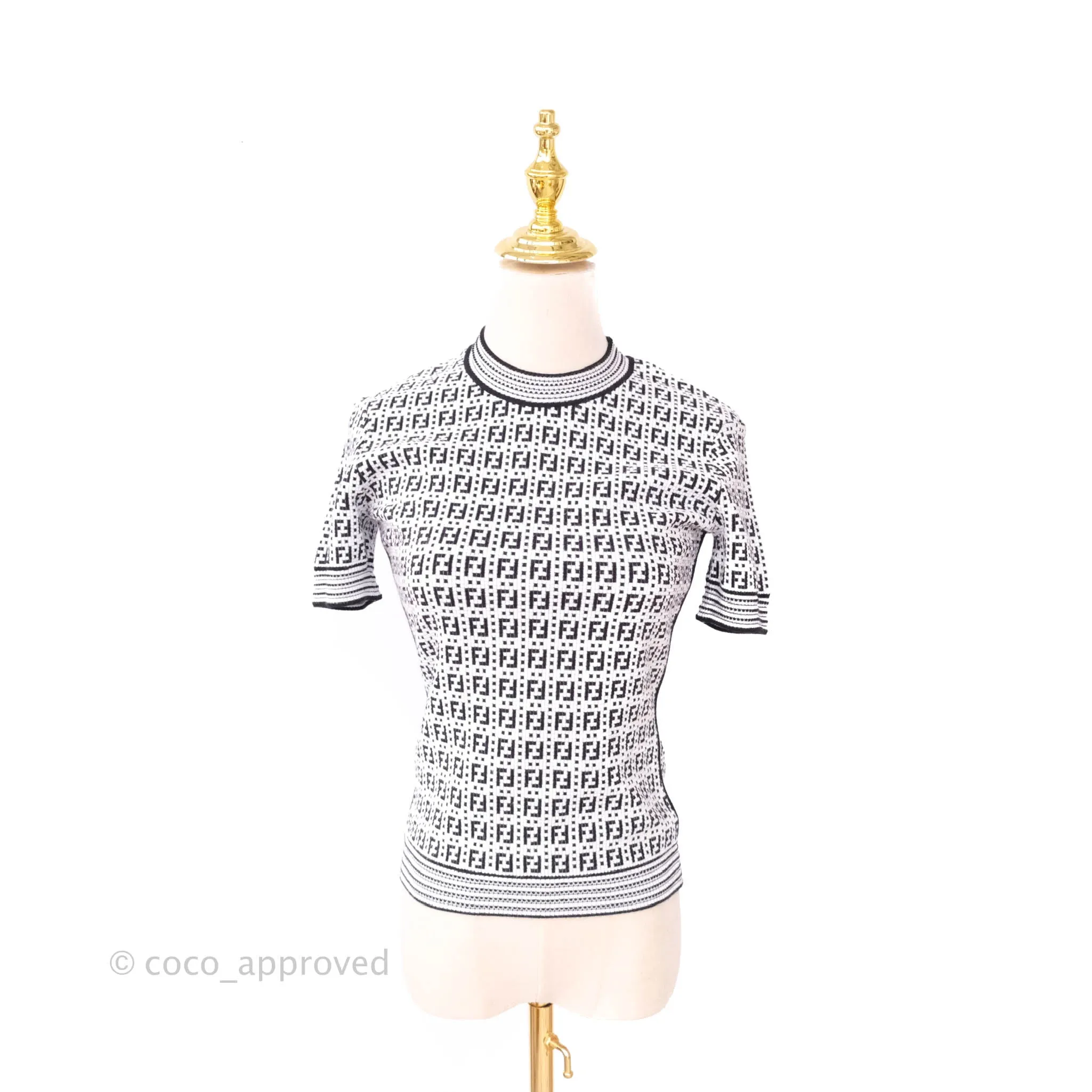 Fendi FF Pattern Woven White Top