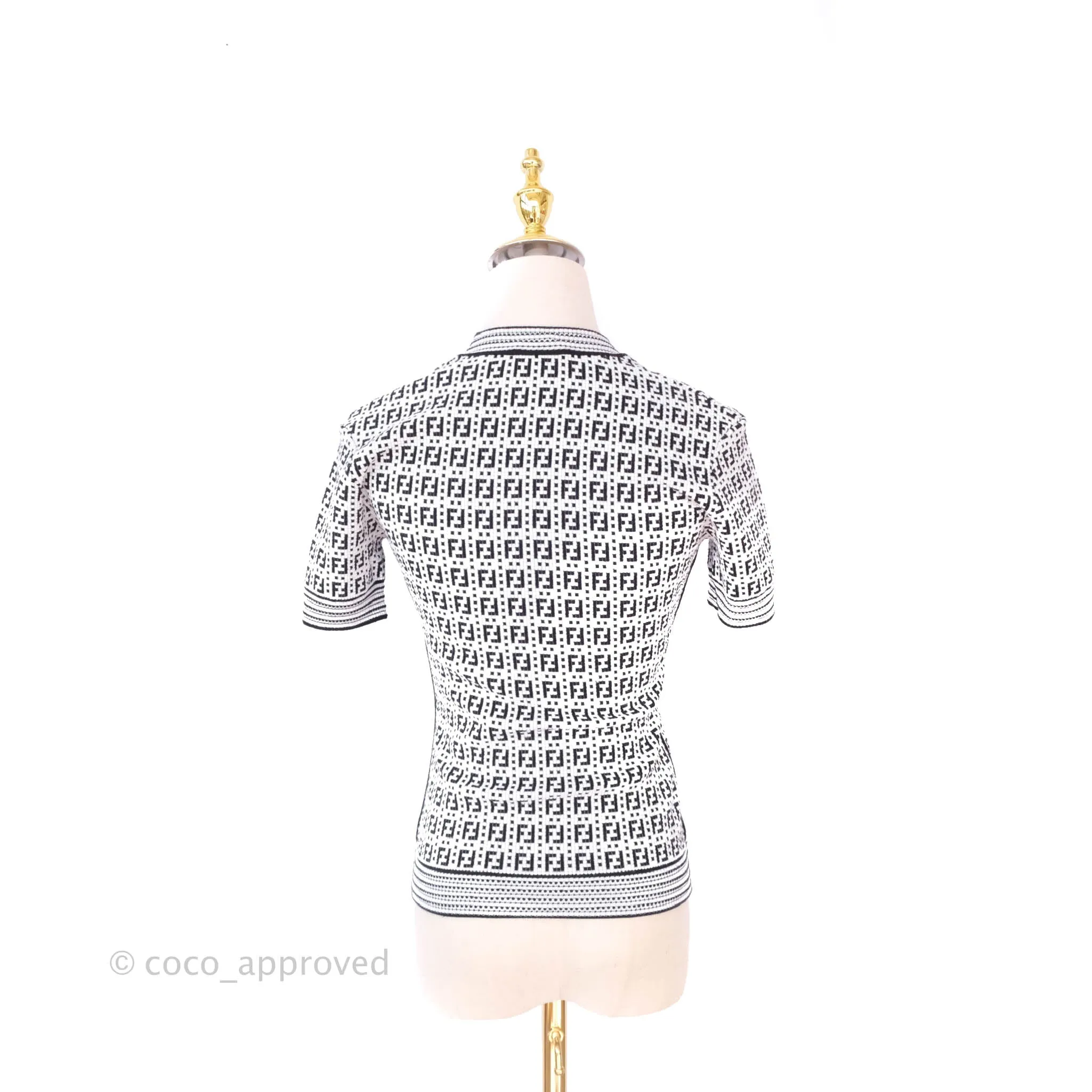 Fendi FF Pattern Woven White Top