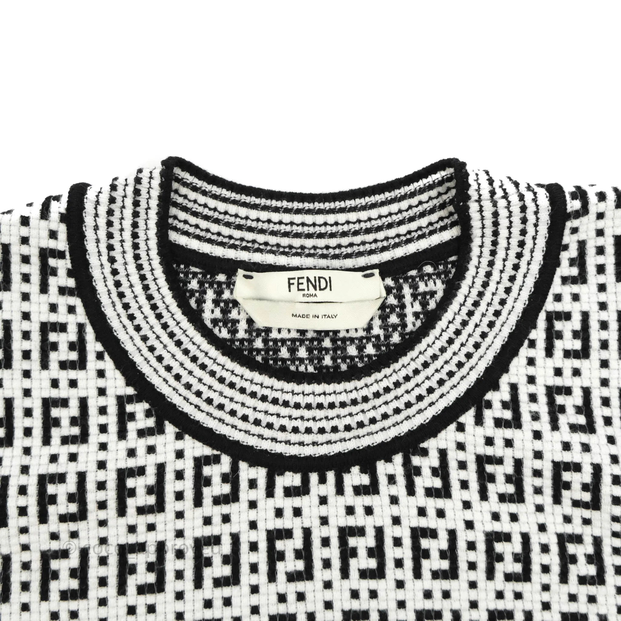 Fendi FF Pattern Woven White Top