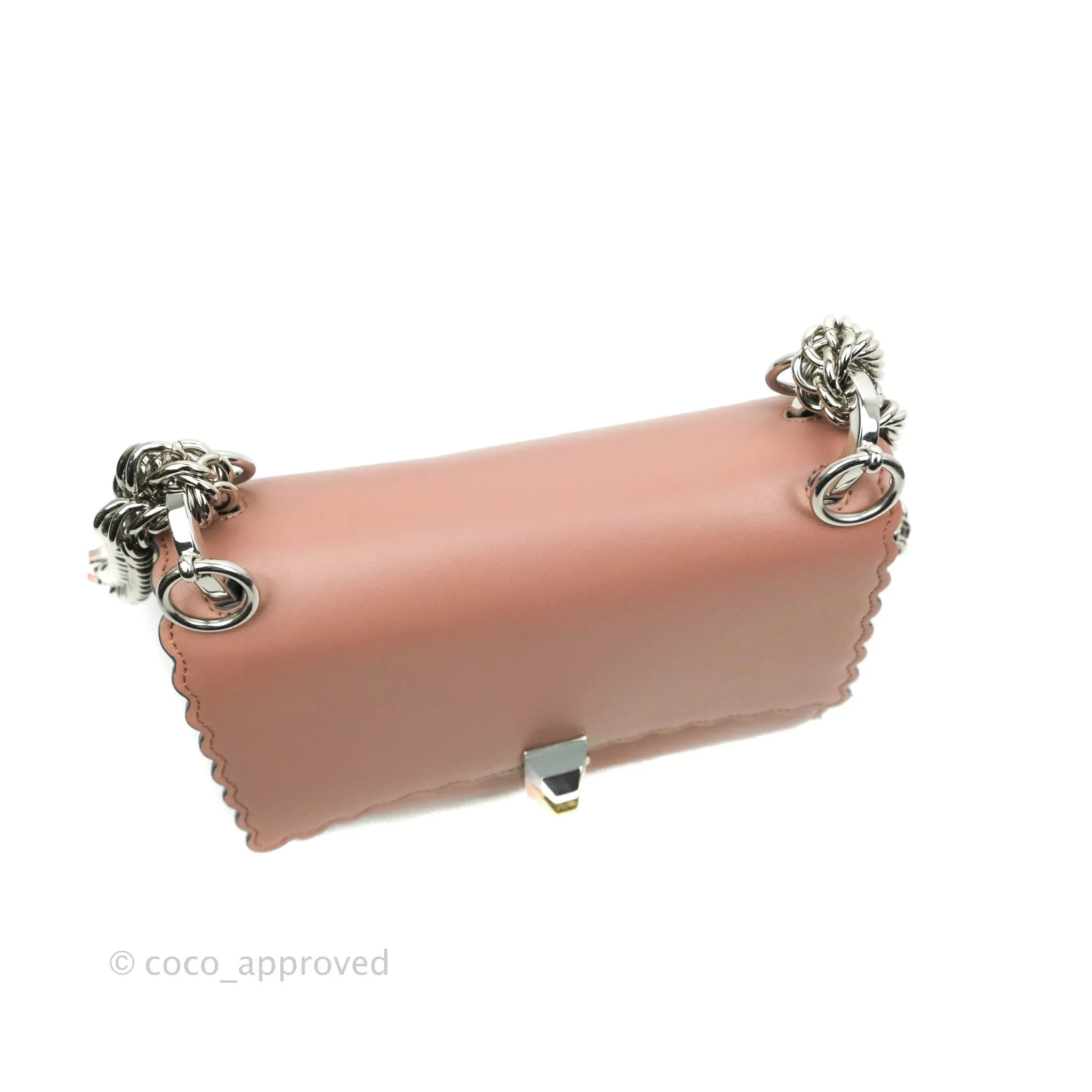 Fendi Kan I Scalloped Shoulder Bag Dark Pink Silver Hardware