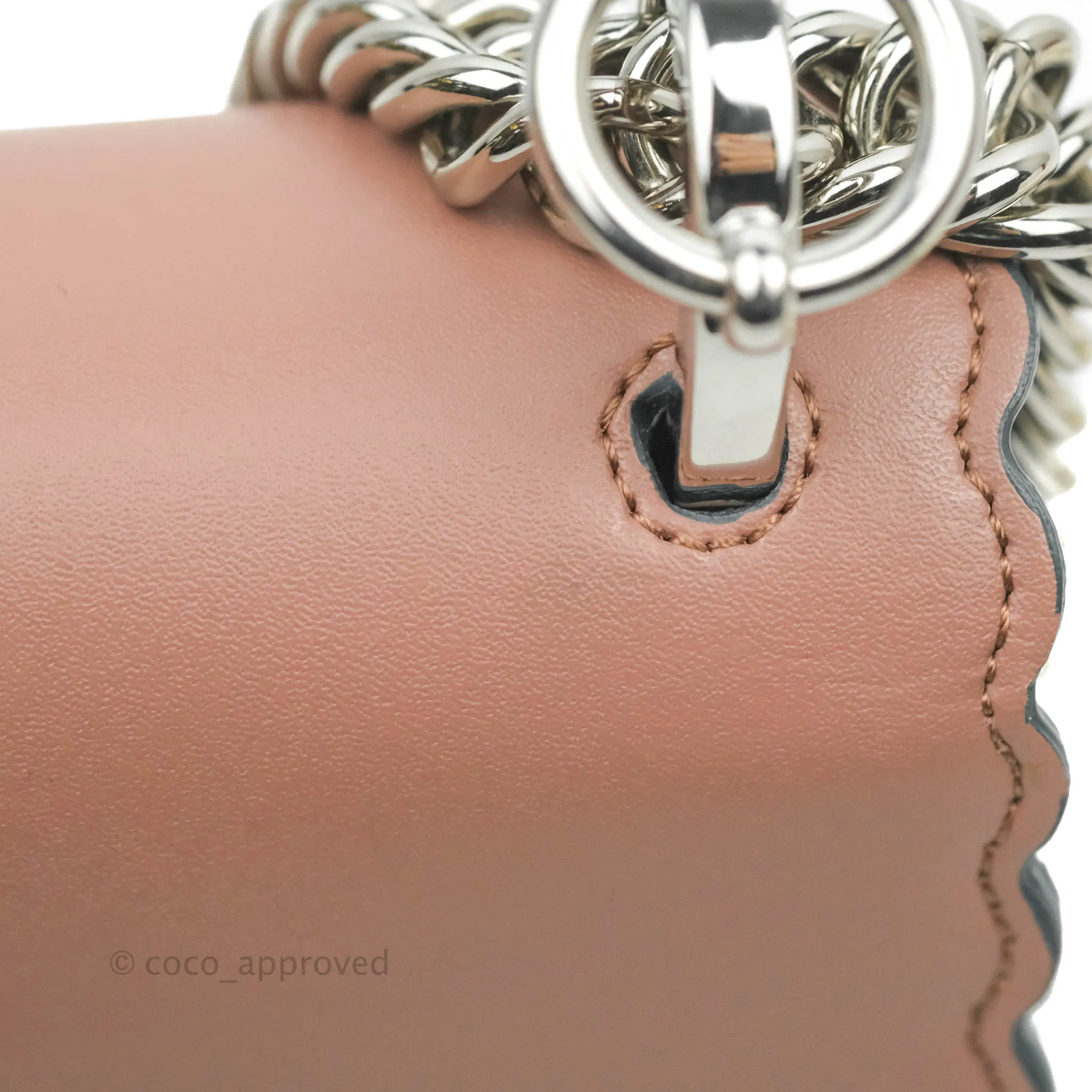 Fendi Kan I Scalloped Shoulder Bag Dark Pink Silver Hardware