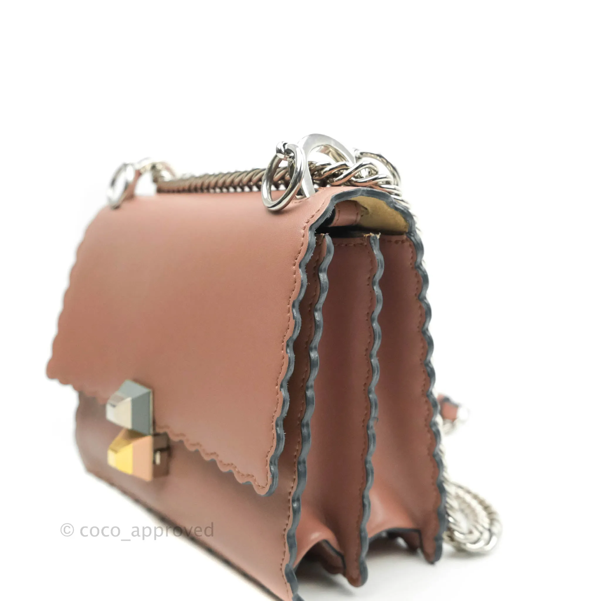 Fendi Kan I Scalloped Shoulder Bag Dark Pink Silver Hardware